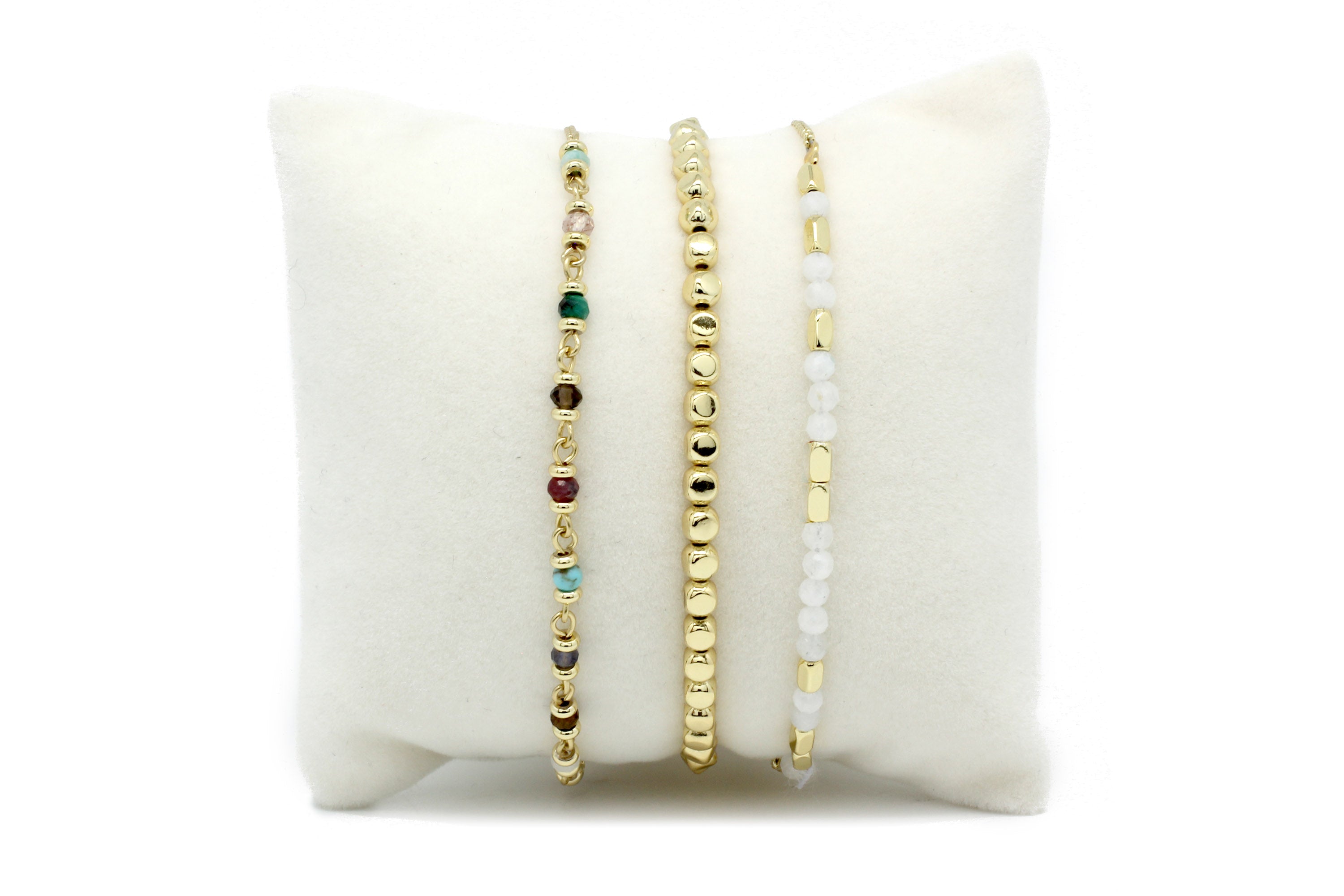 Calming Smokey Quartz Gold 3 Layer Bracelet Stack - Boho Betty