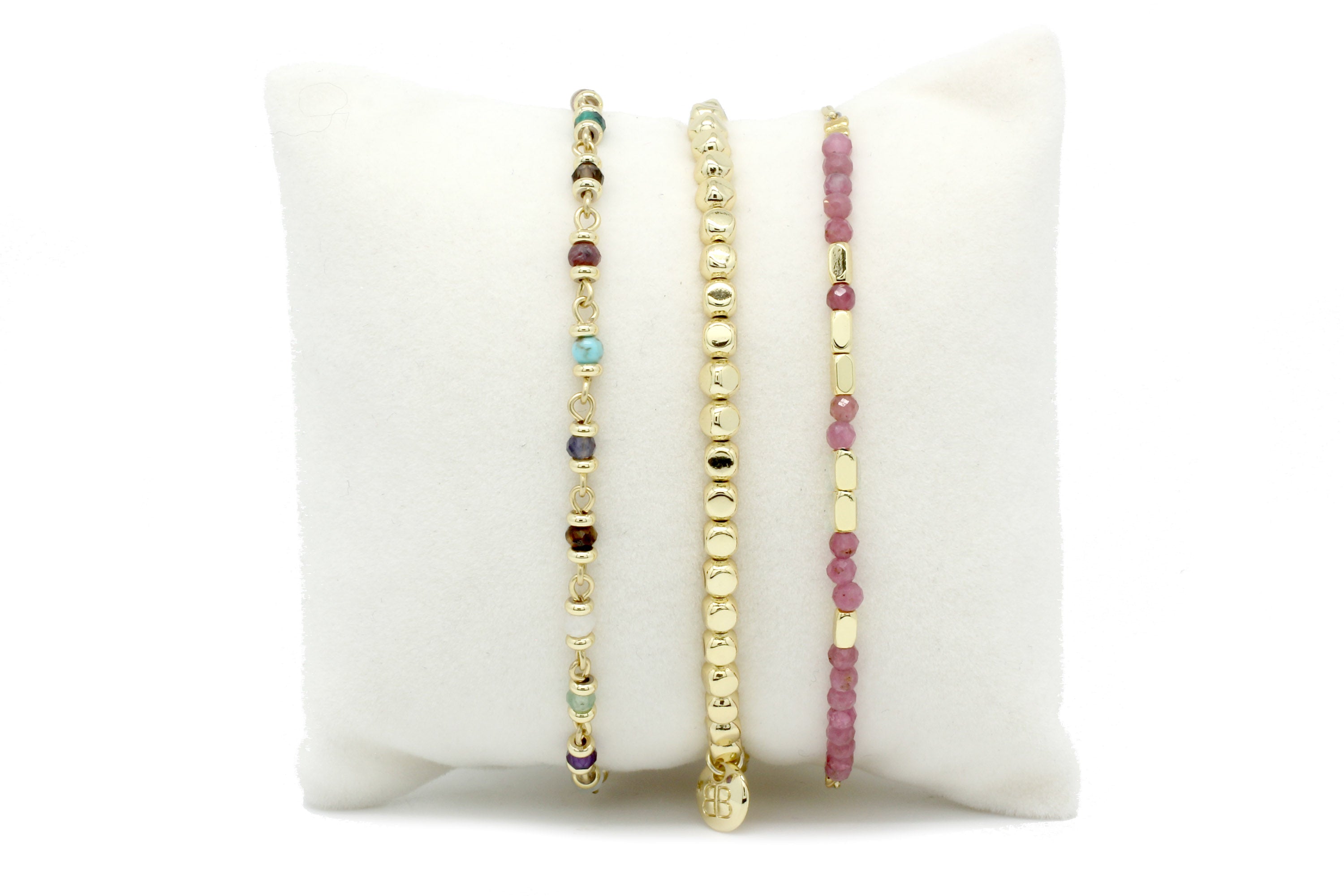 Calming Smokey Quartz Gold 3 Layer Bracelet Stack - Boho Betty