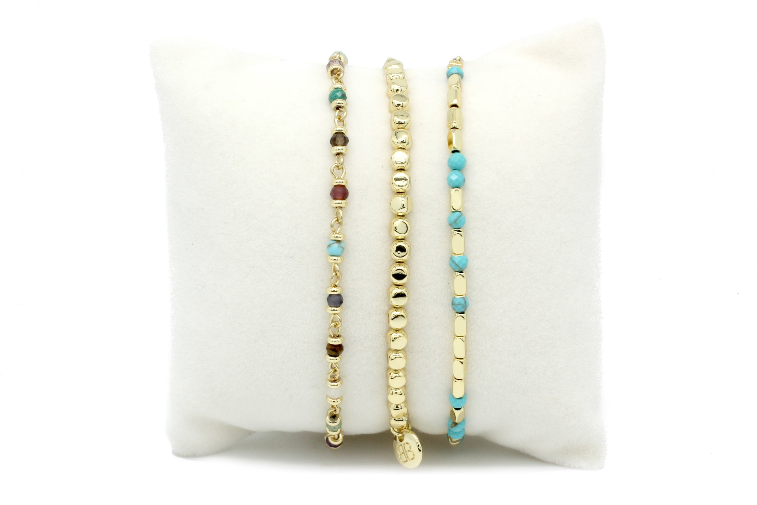 Calming Smokey Quartz Gold 3 Layer Bracelet Stack - Boho Betty