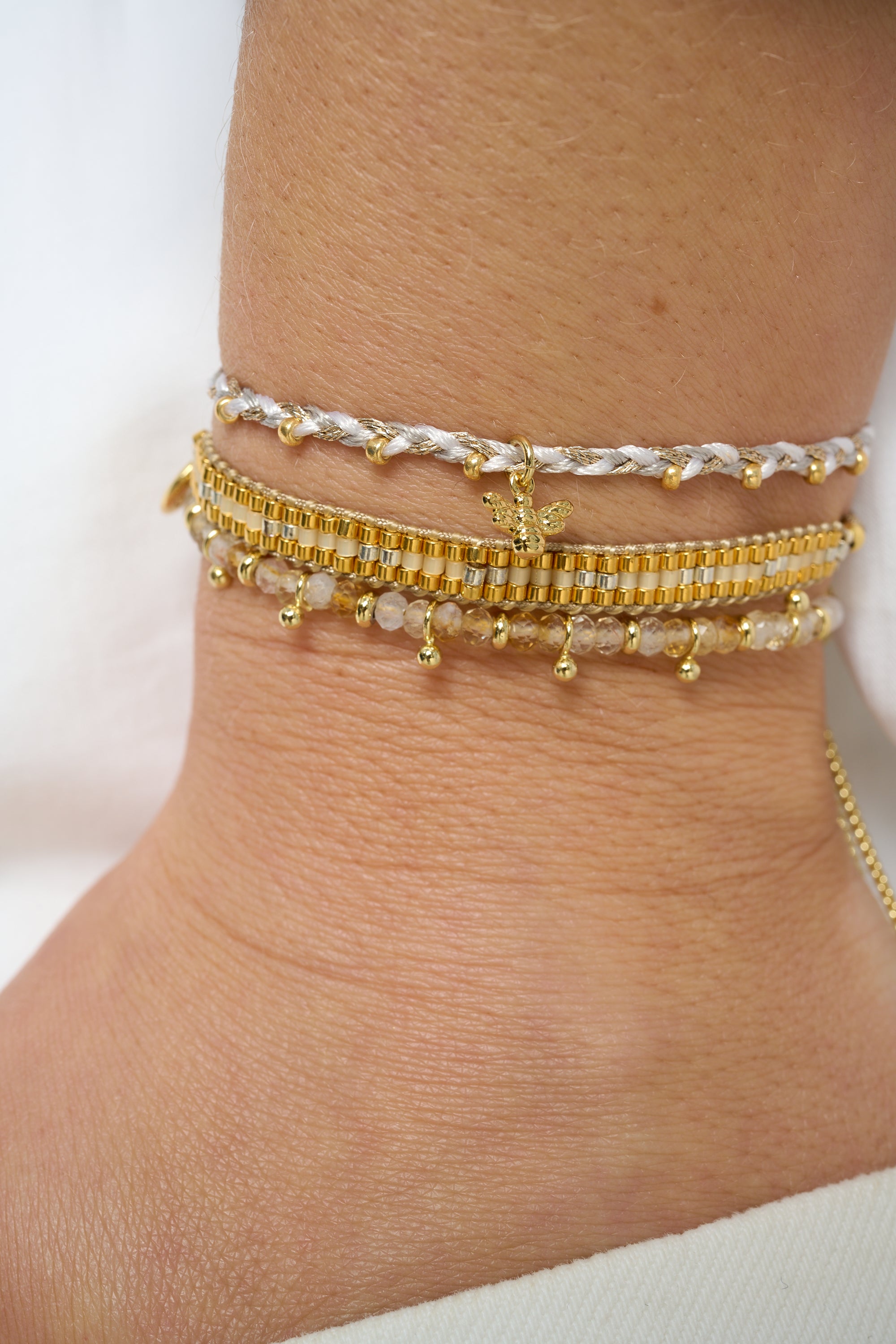 Starshine Gold Beaded Friendship Bracelet - Boho Betty