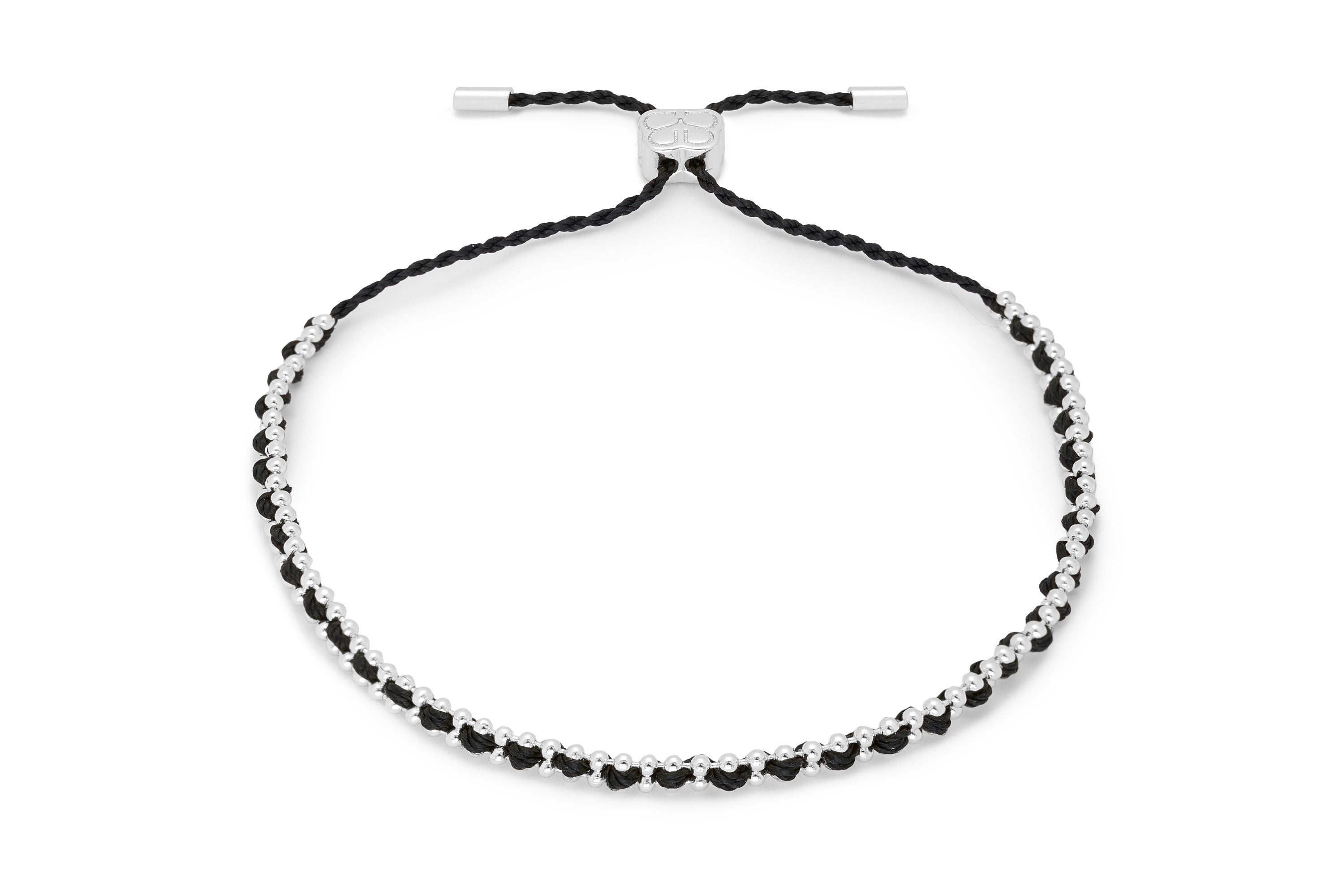 Molokai Black Rutilated Quartz Silver Stacking Bracelet - Boho Betty