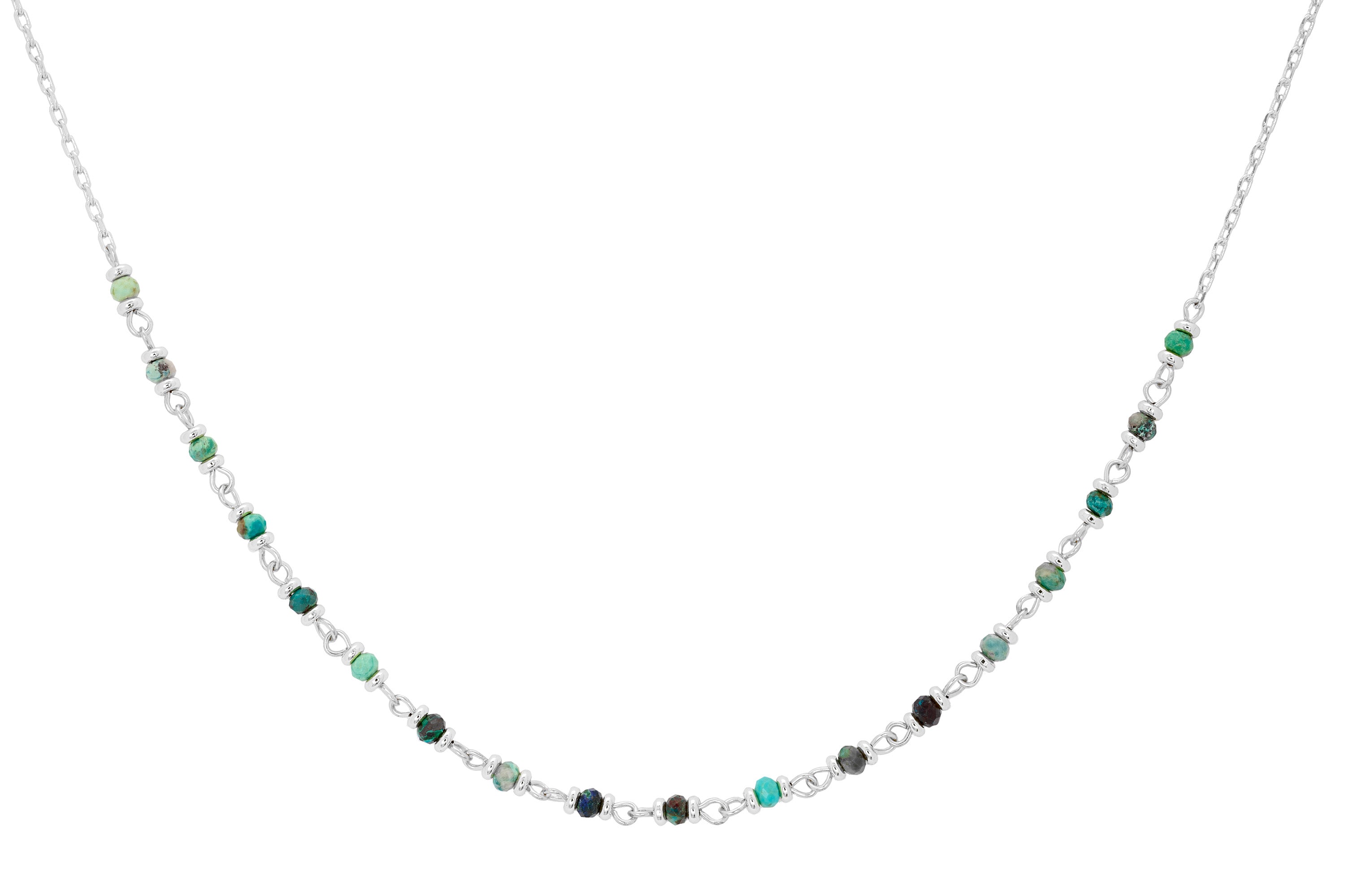 Panacea Azurite Gemstone Silver Necklace#color_Silver