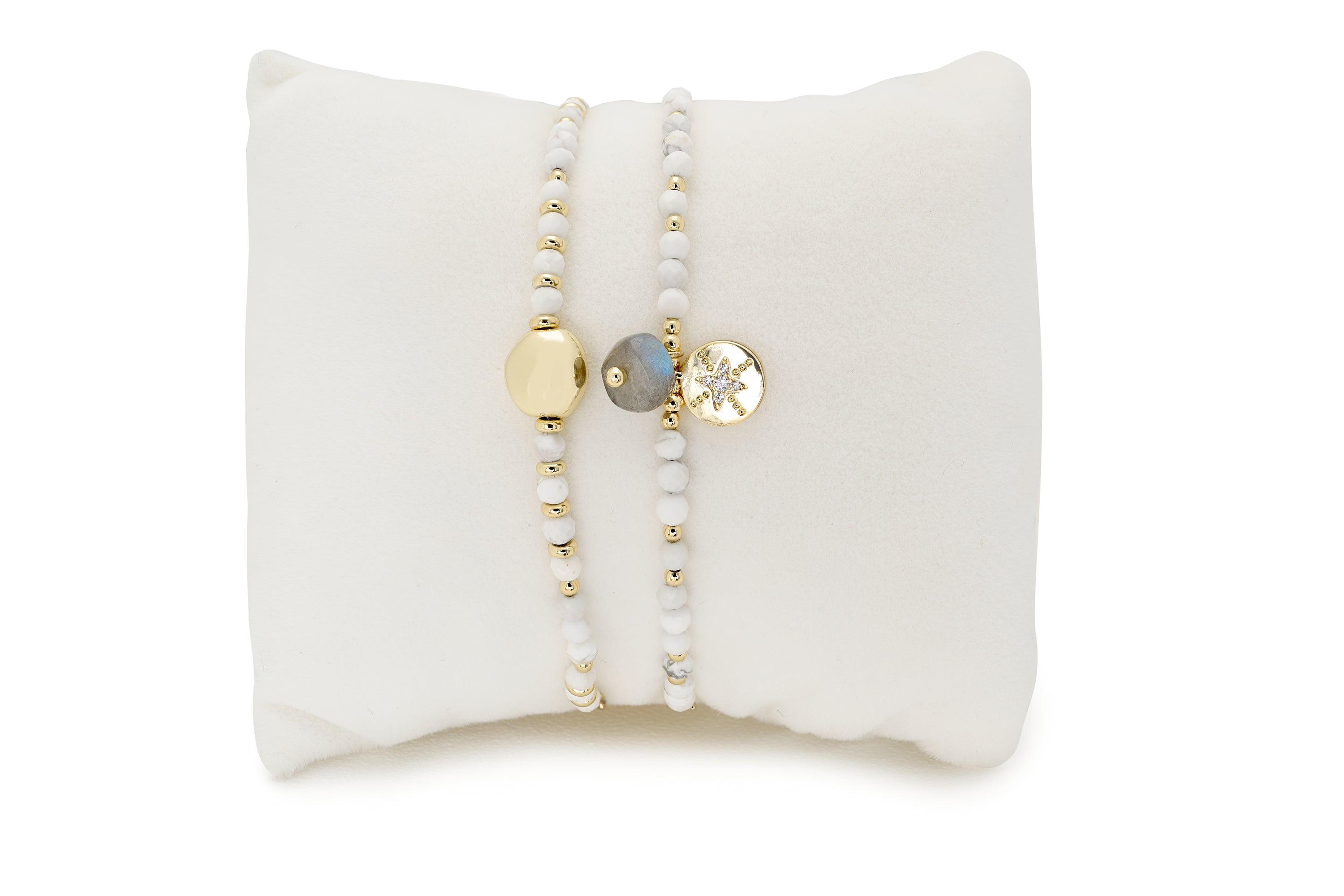 Minsk White 2 Layered Bracelet Stack - Boho Betty
