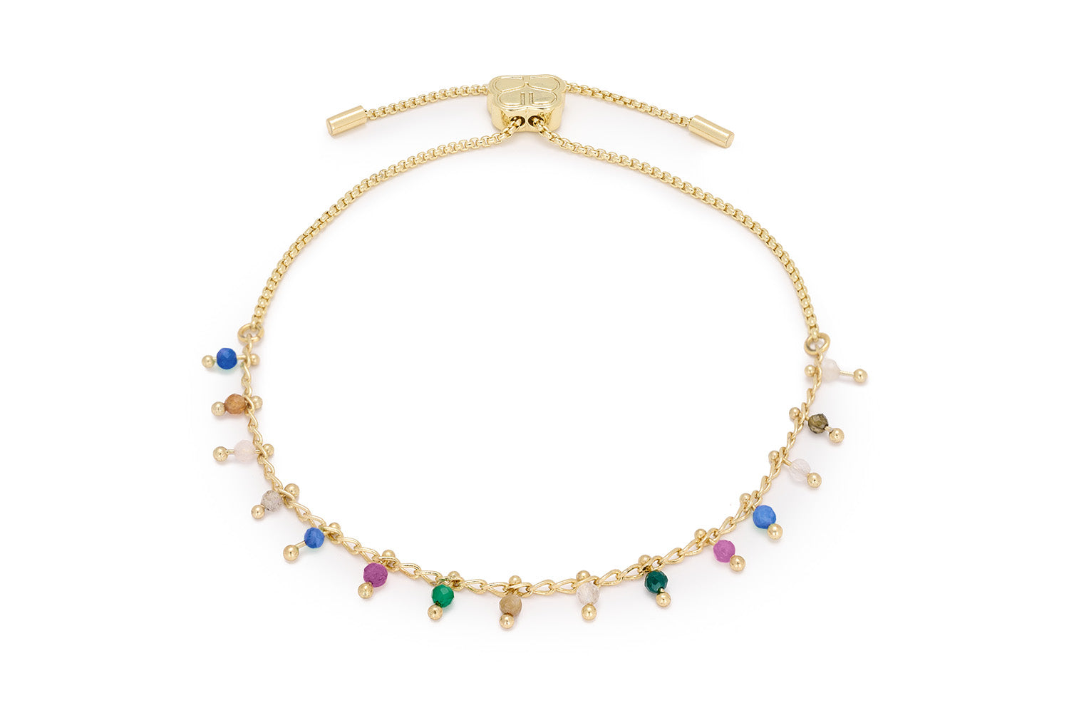 Dreamy Tourmaline dangles from this bracelet in varied hues to compliment any outfit this summer!