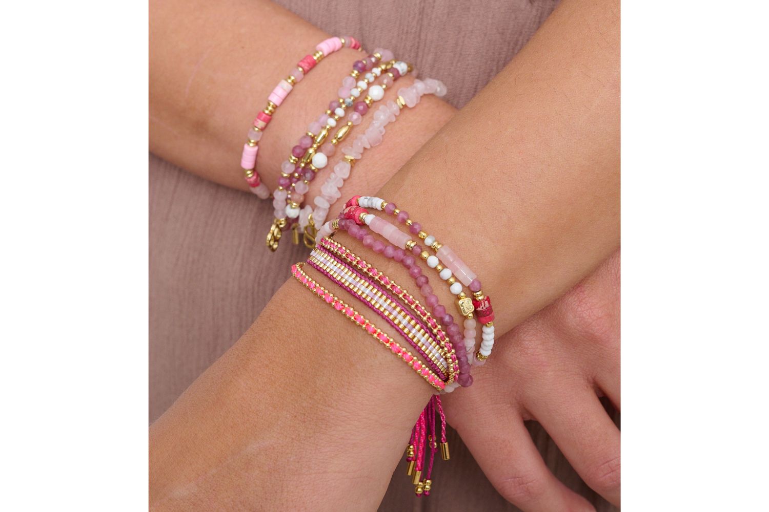 Braid Pink Gold Bracelet - Boho Betty