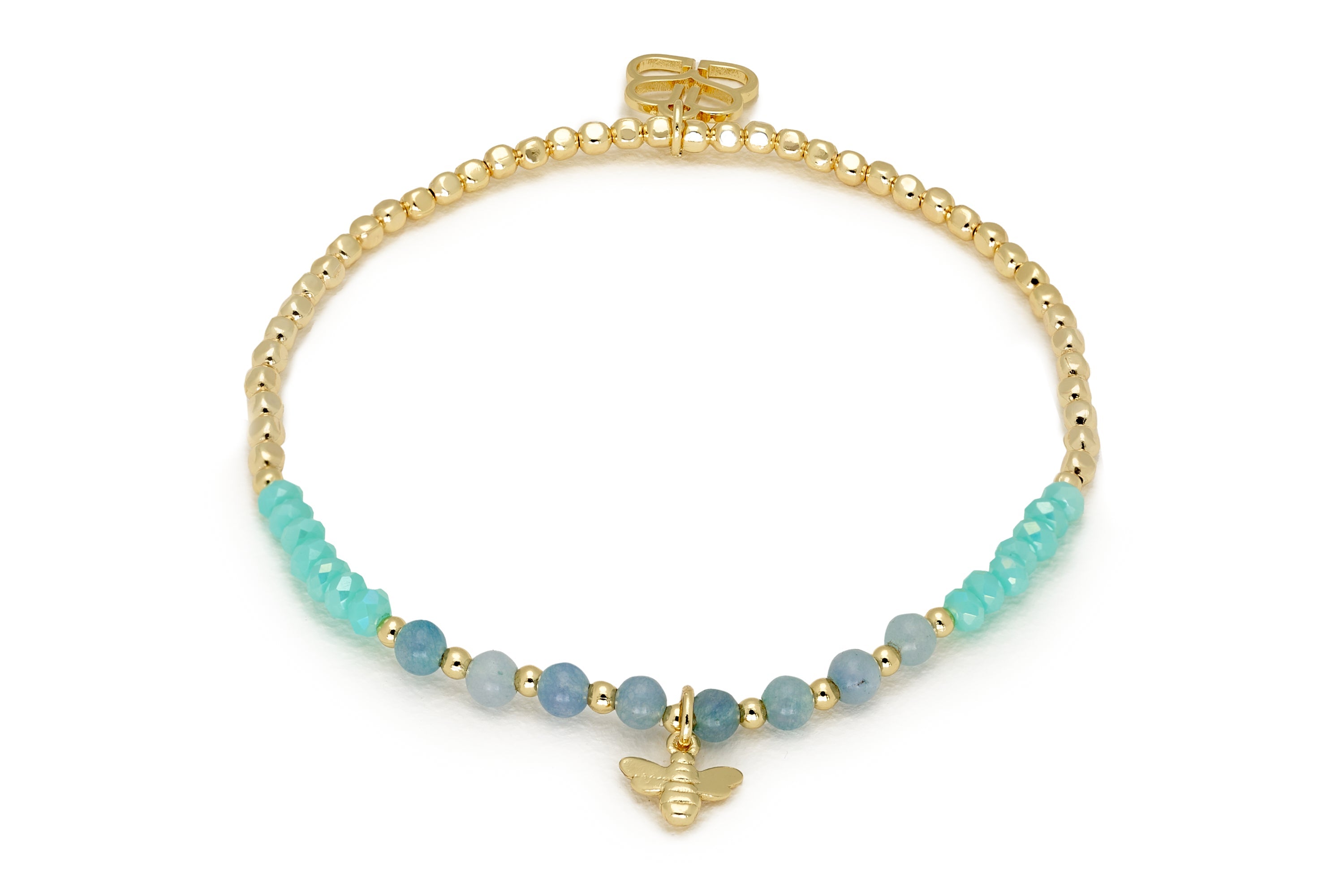 Kiwi Grey Stretch Bee Beaded Bracelet - Boho Betty