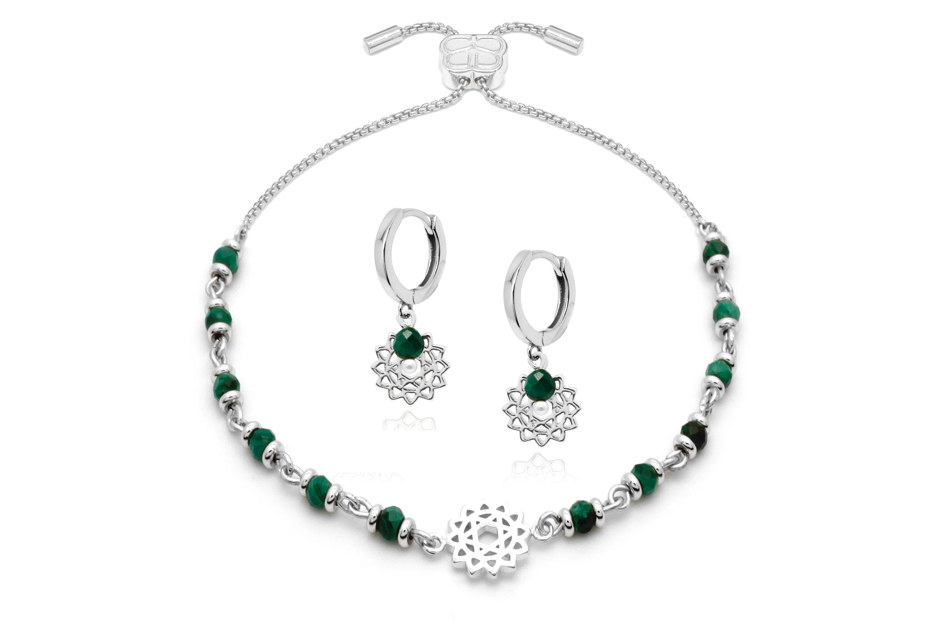 Chakra Gemstone Silver Bracelet & Earring Gift Set - Boho Betty