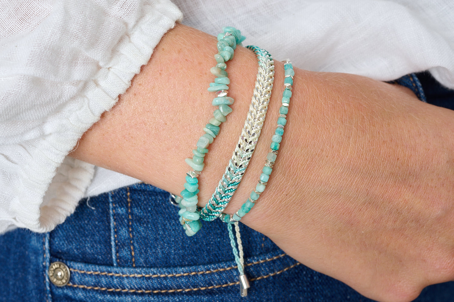 The perfect gift for her, our silver coron stack features our best selling bracelets with Amazonite gemstones. The perfect bracelet stack that you can wear to any occasion. - Boho Betty