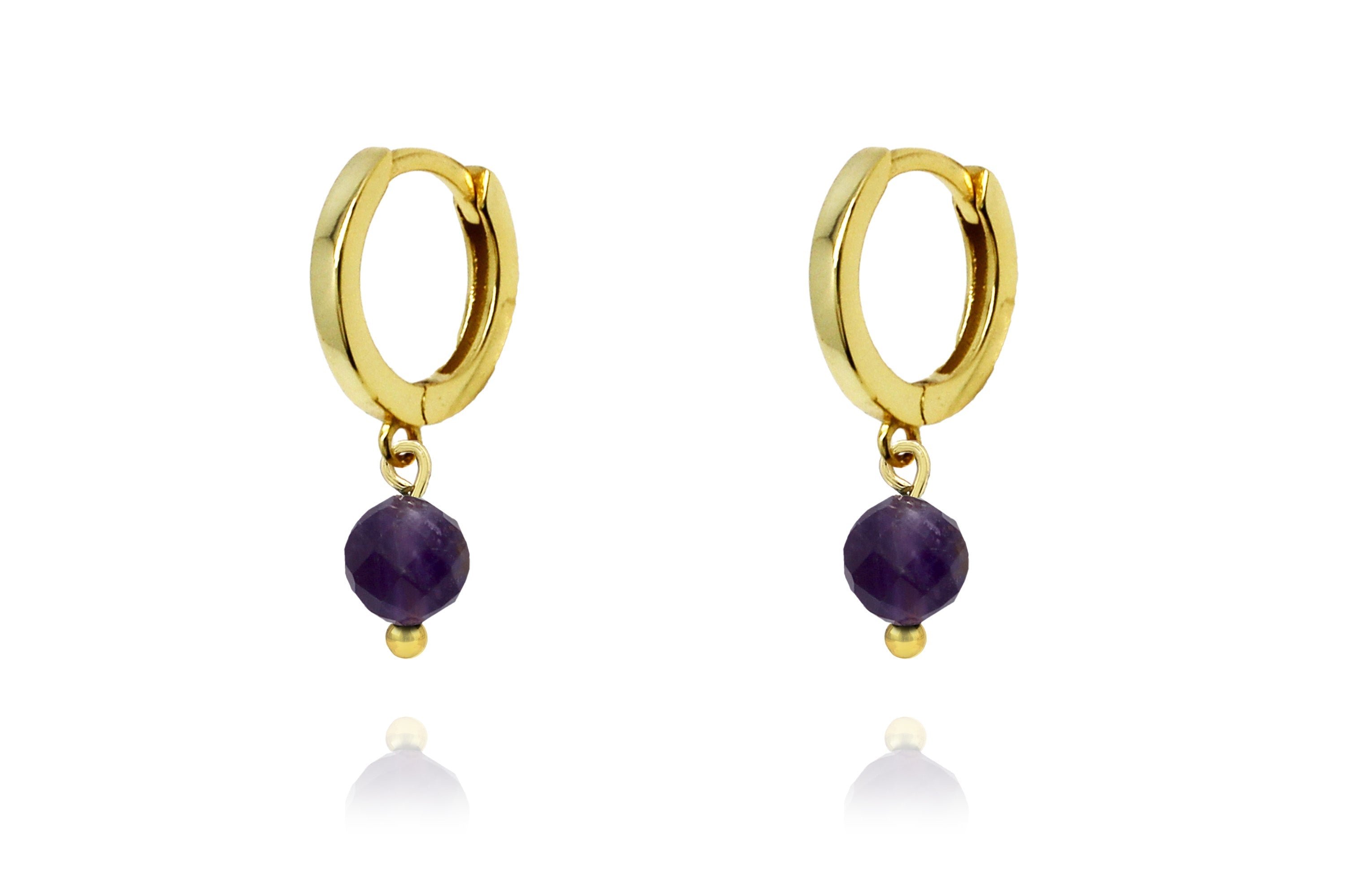 February Birthstone Earrings - Gold & Amethyst #color_Gold