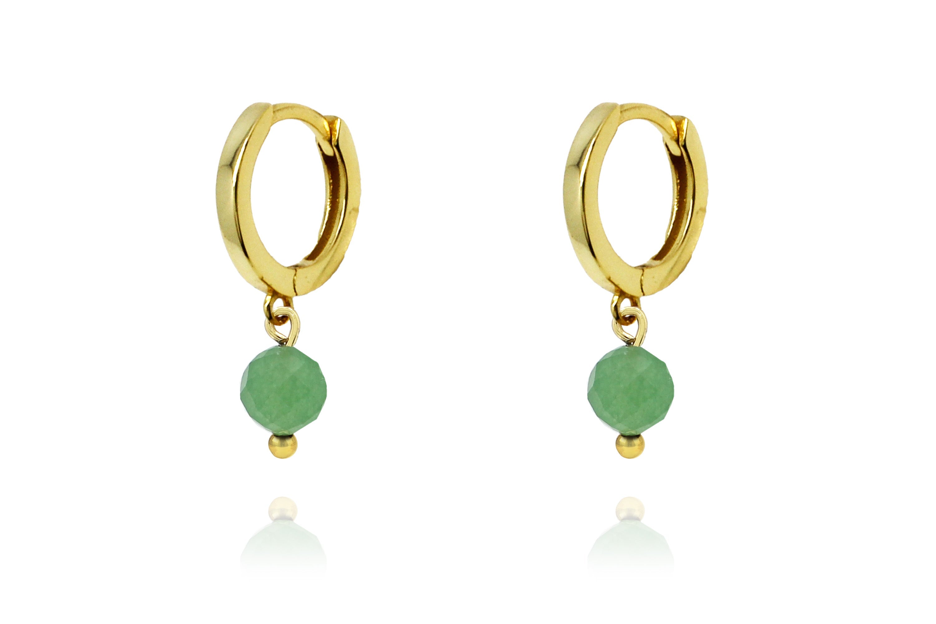May Birthstone Earrings - Gold & Aventurine #color_Gold