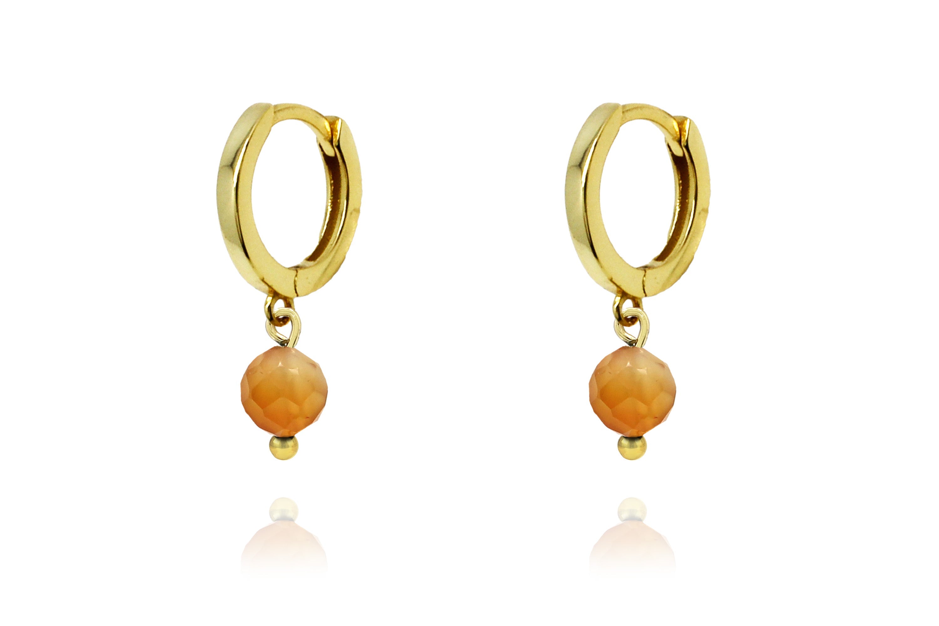 July Birthstone Earrings - Gold & Carnelian #color_Gold