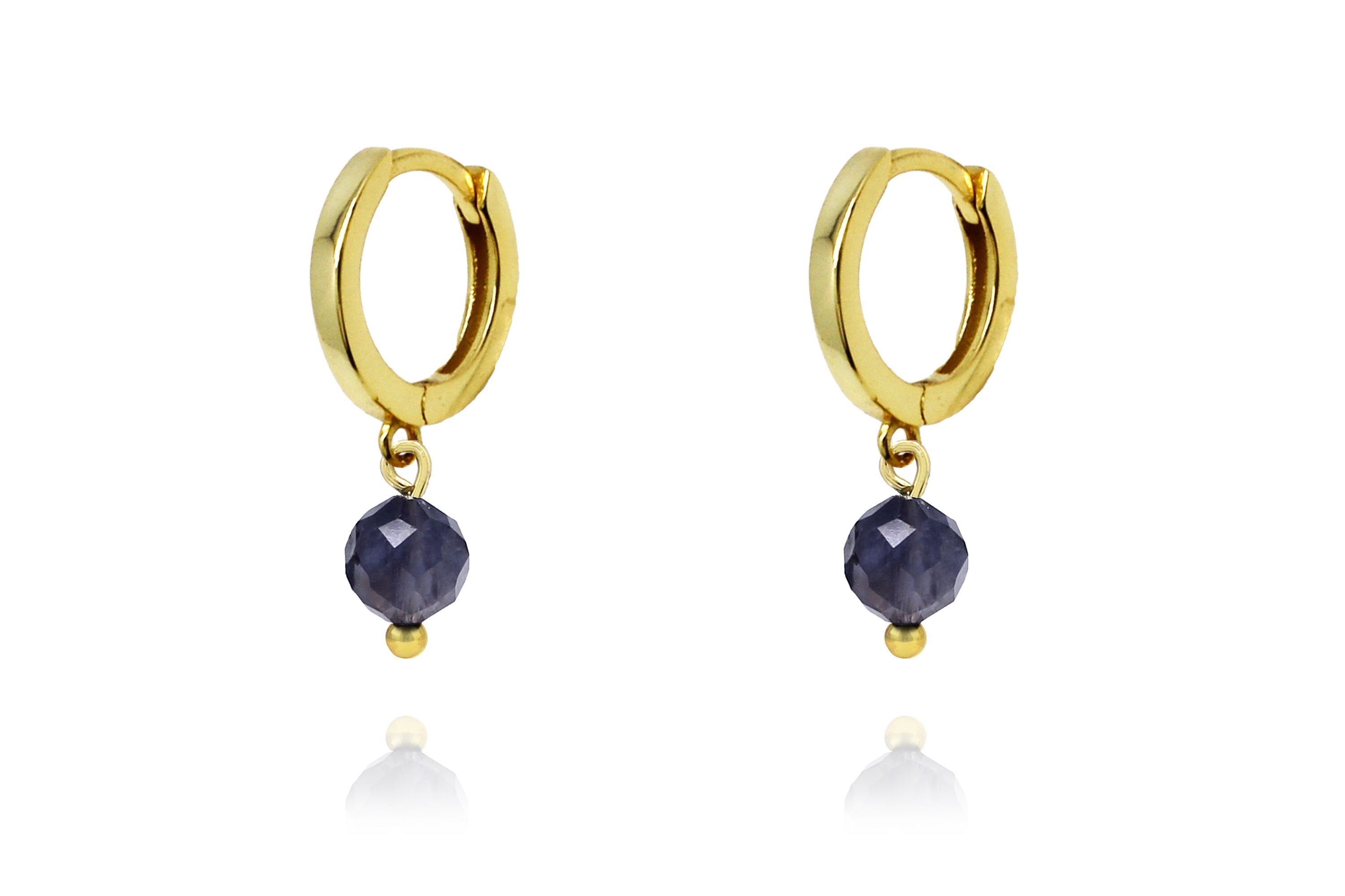 April Birthstone Earrings - Gold & Iolite#color_Gold