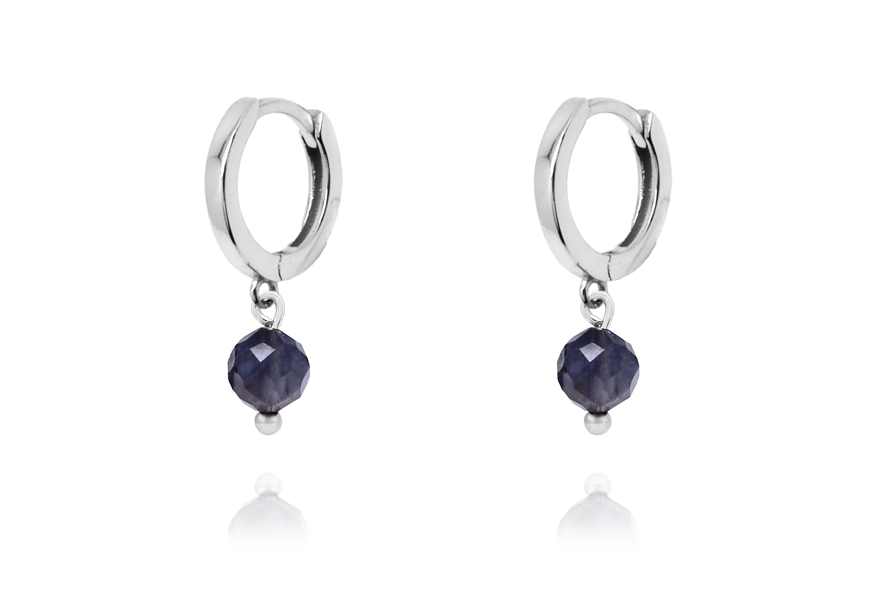 April Birthstone Earrings - Silver & Iolite#color_Silver