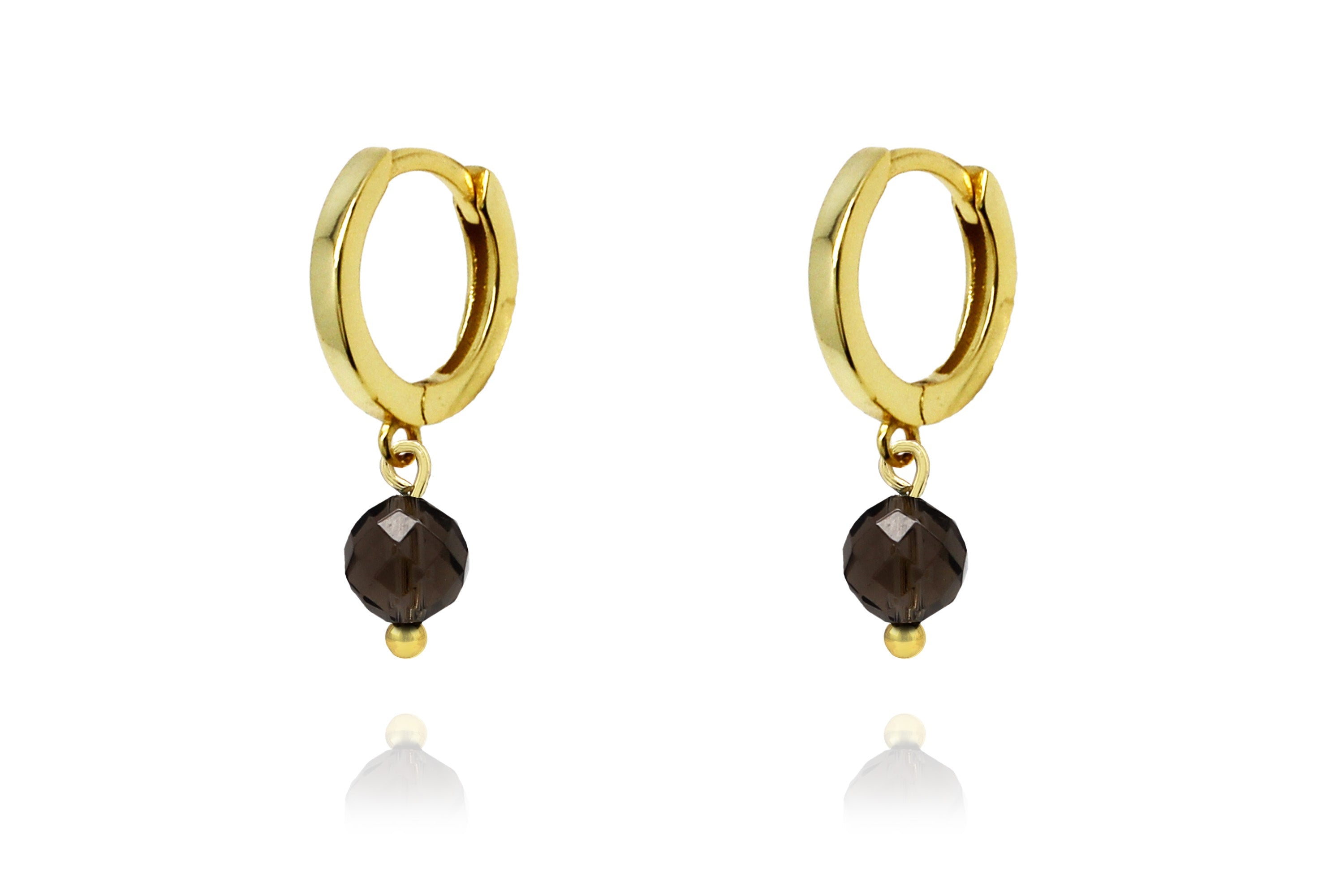 June Birthstone Earrings - Gold & Smokey Quartz #color_Gold