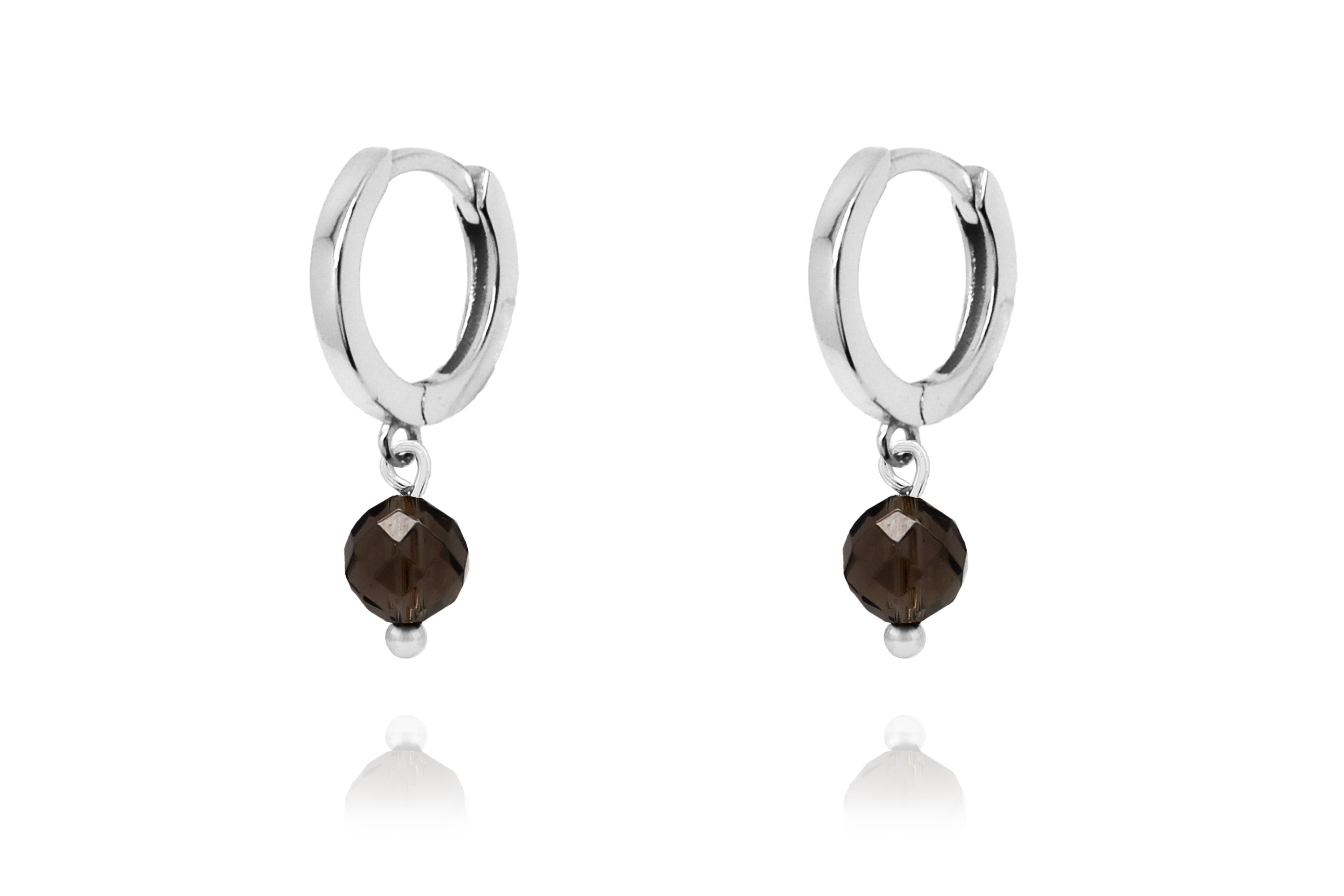 June Birthstone Earrings - Silver & Smokey Quartz #color_Silver