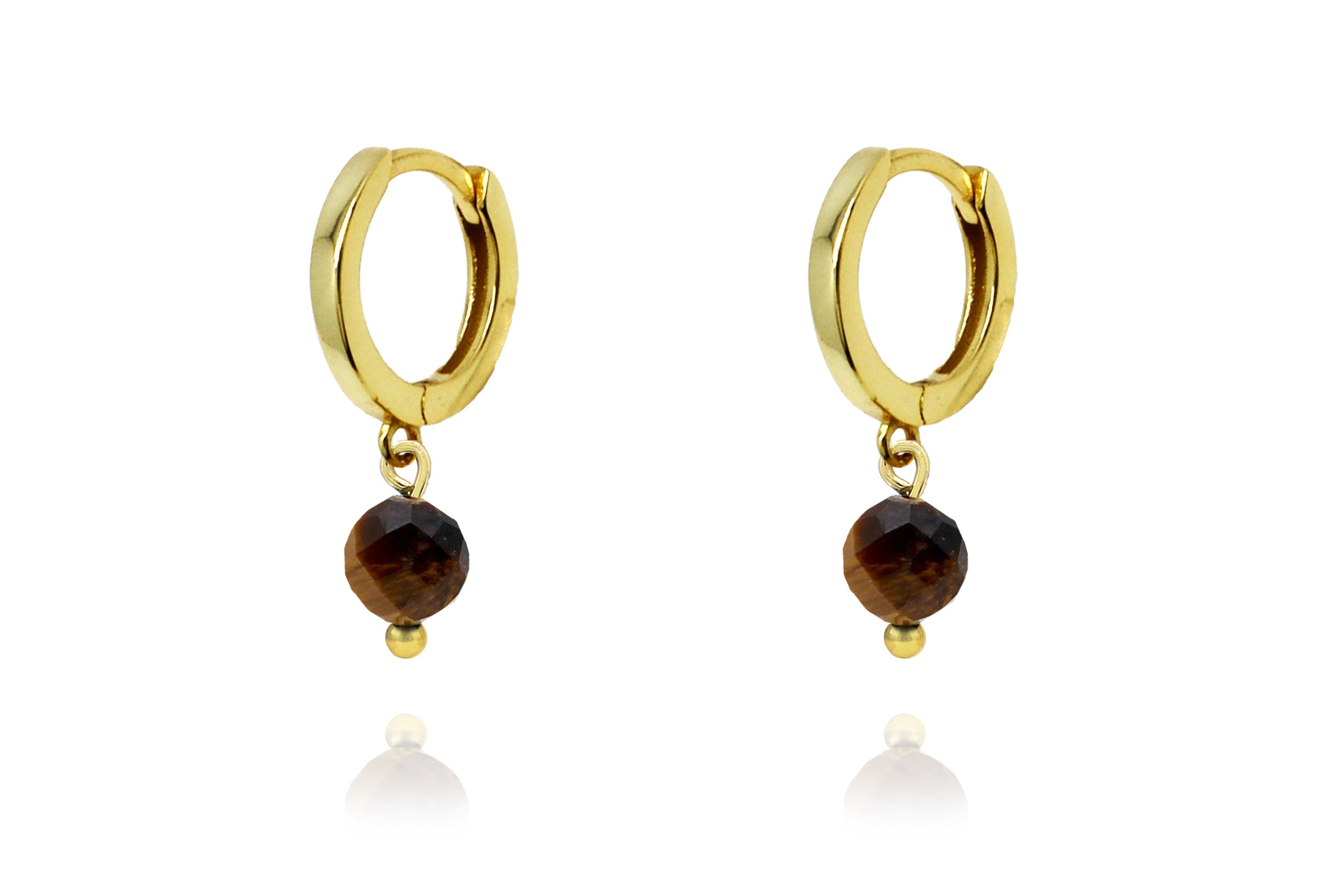 August Birthstone Earrings - Gold & Tigers Eye#color_Gold