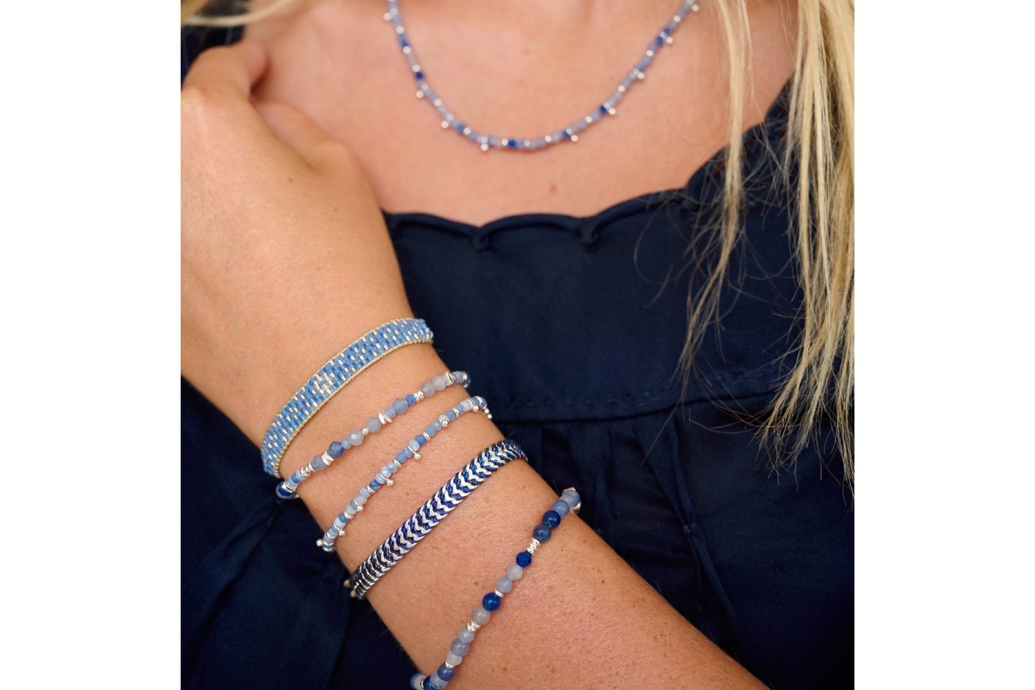 Iztac Denim Ombré Silver Bracelet | Boho Betty