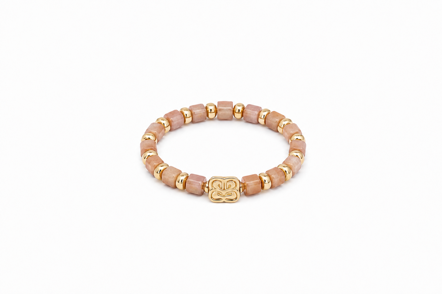 Mala Peach Moonstone Waterproof Gold Ring