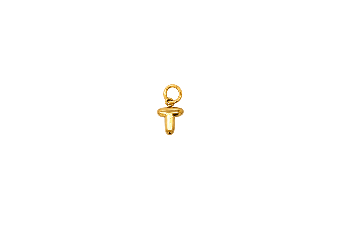 Mina Gold Initial Letter Charm - T