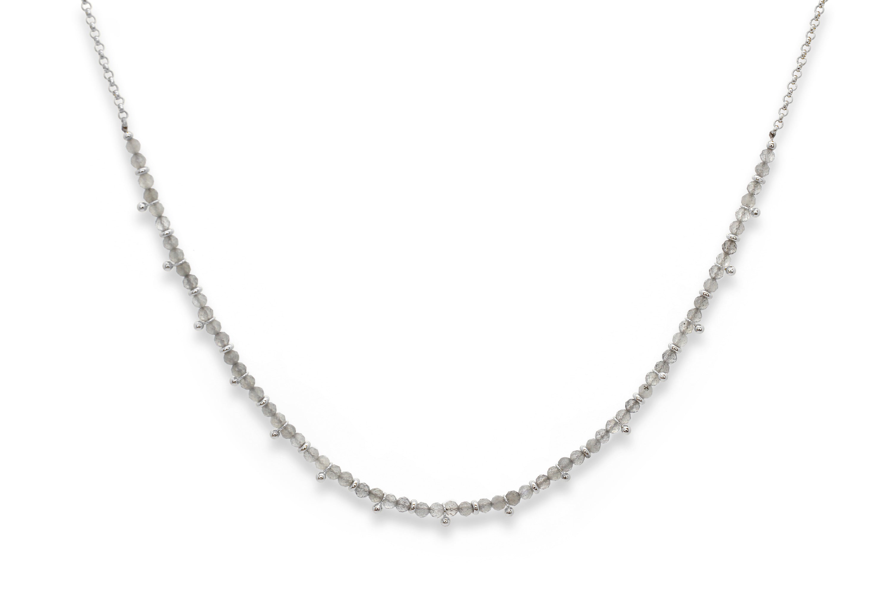 Salus Labradorite Gemstone SilverNecklace#color_Silver
