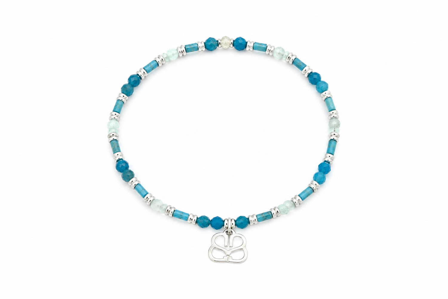 Ren Apatite Silver Waterproof Gemstone Stretch Bracelet