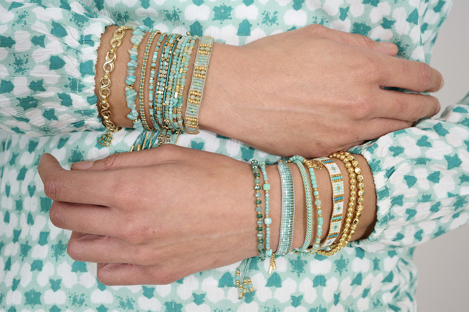 Stack your Aqua hues high with these stunning bracelets!