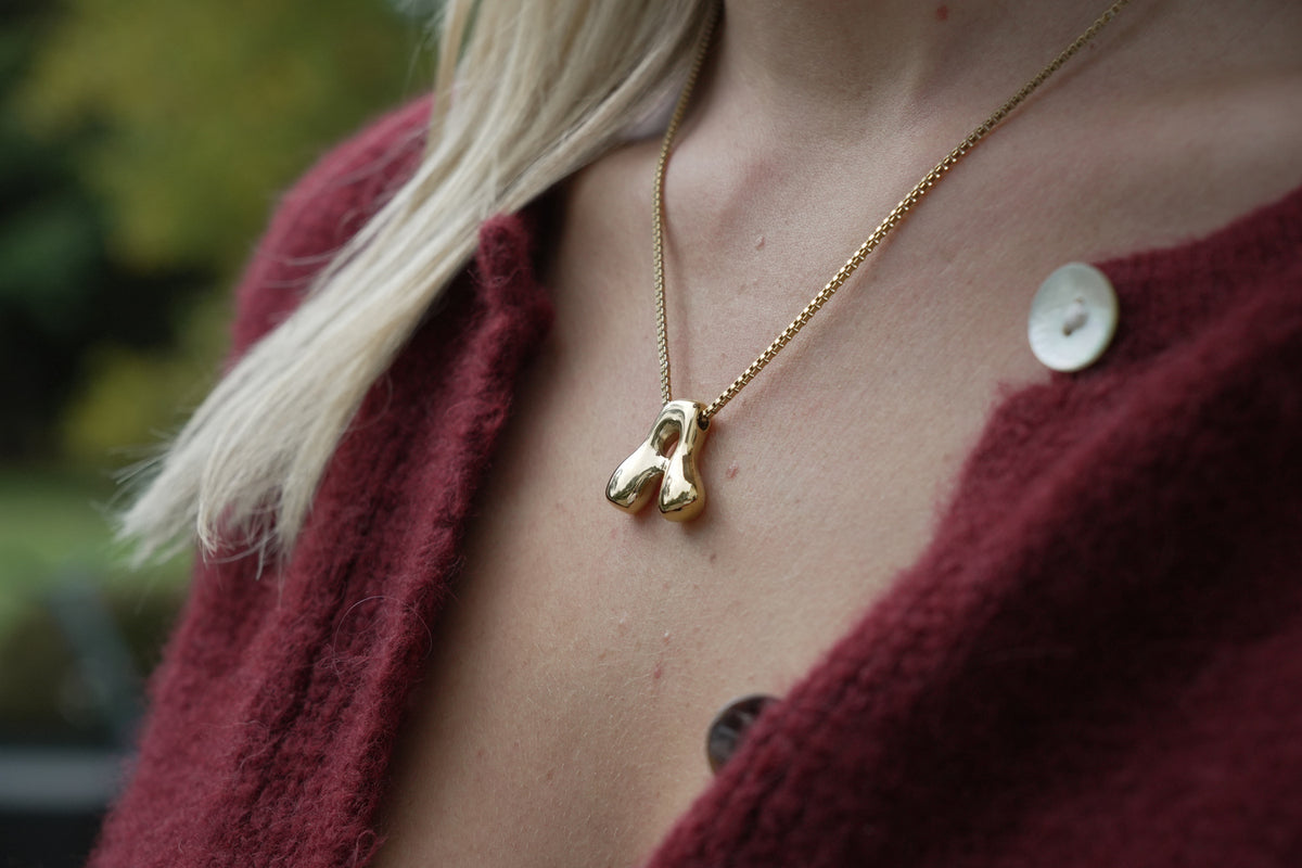 Sola waterproof gold initial letter A necklace by Boho Betty – a personalised gold initial A pendant on a box chain