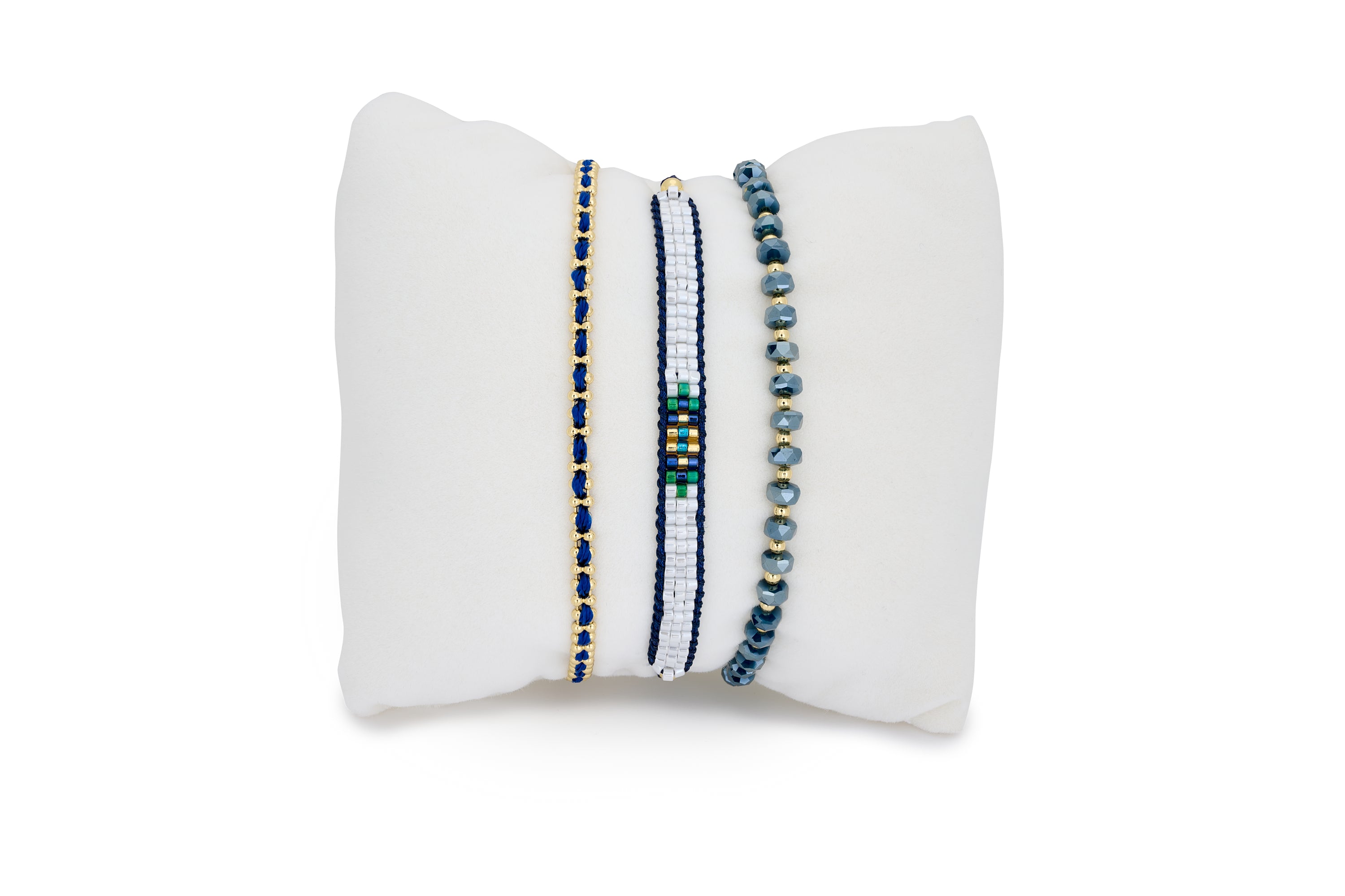 Fidda 3 Layer White Bracelet Stack #color_white