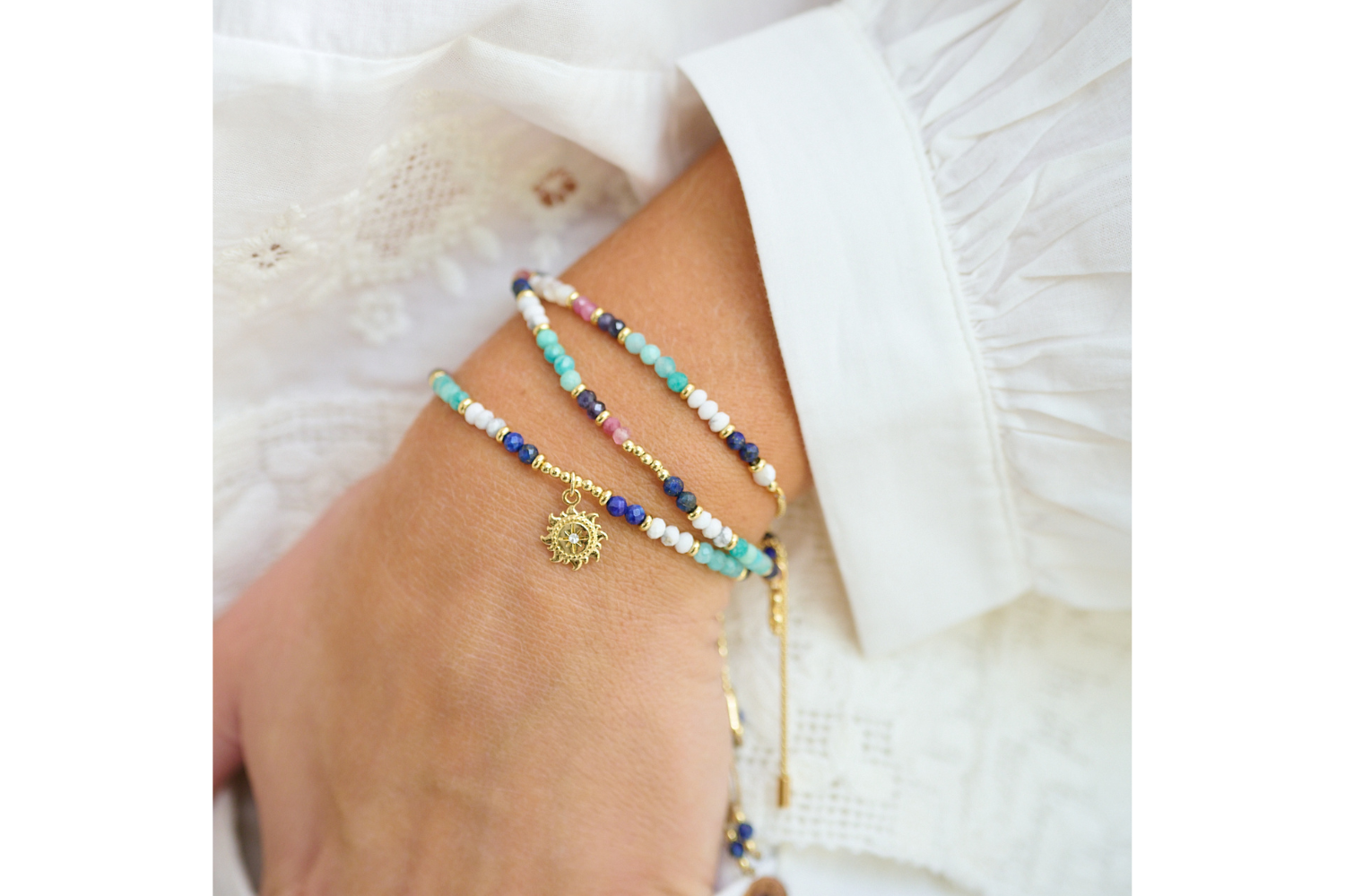 Periwinkle 3 Layer Bracelet Stack - Boho Betty