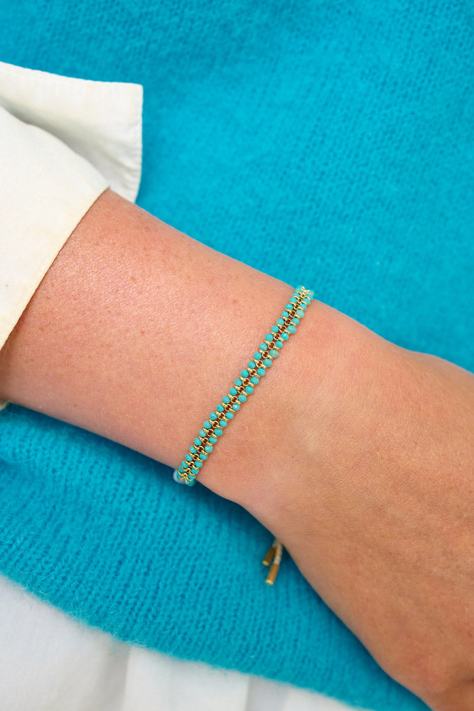 Talia Turquoise paired with a fabulous jumper to take you from winter to summer