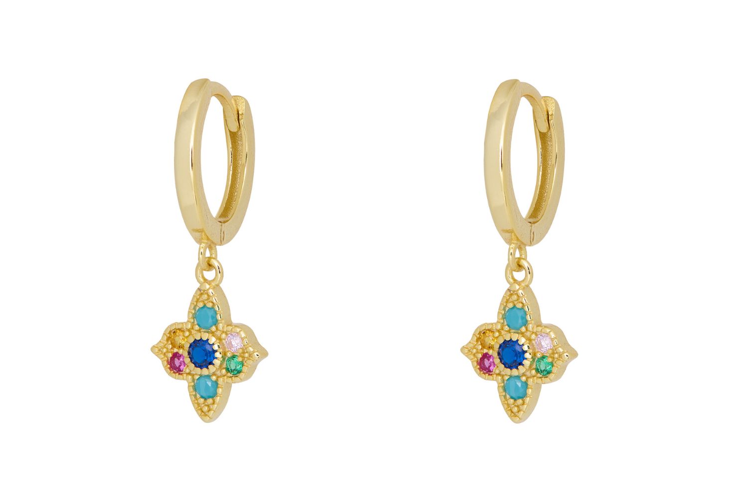 Theron Multi CZ Gold Sterling Silver Hoop Earrings - Boho Betty