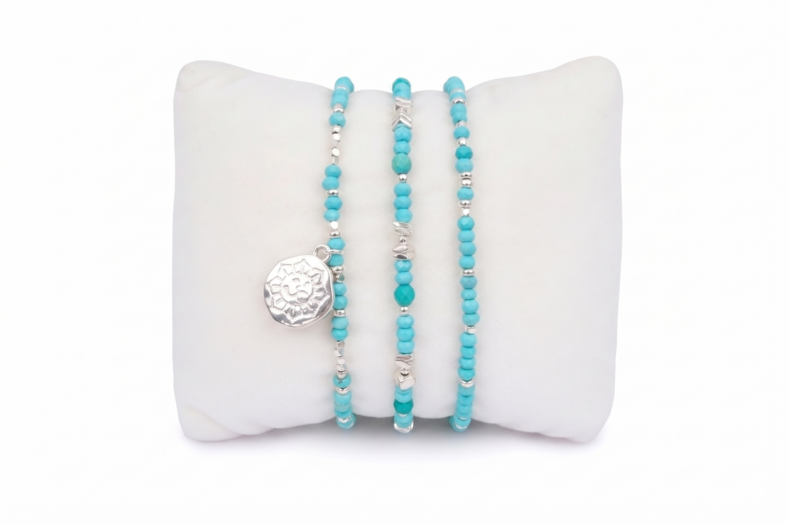turquosie howlite silver stretch bracelets layering bracelet stack