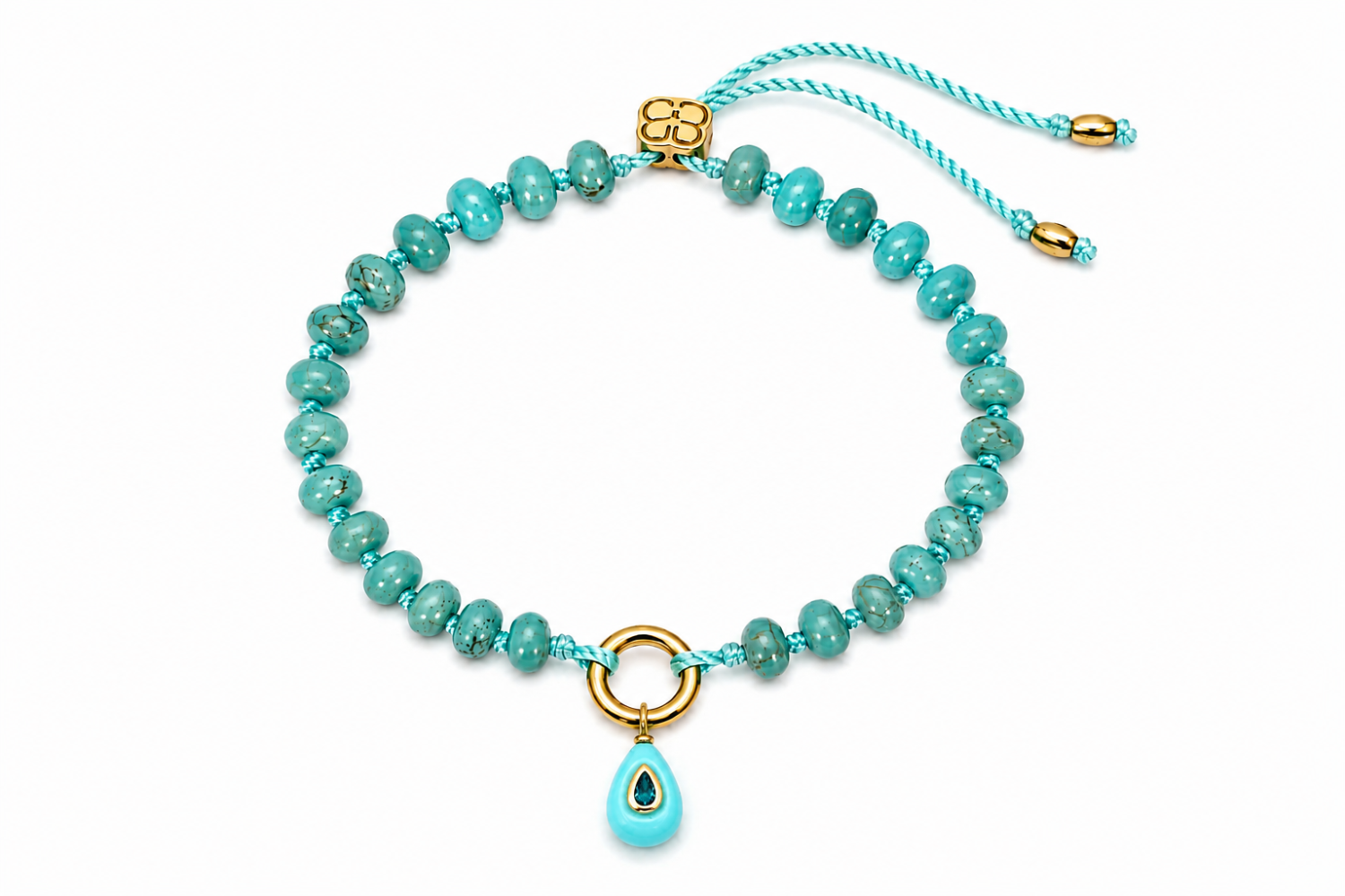 Zaha Turquoise Howlite Gold Charm Carrier Bracelet
