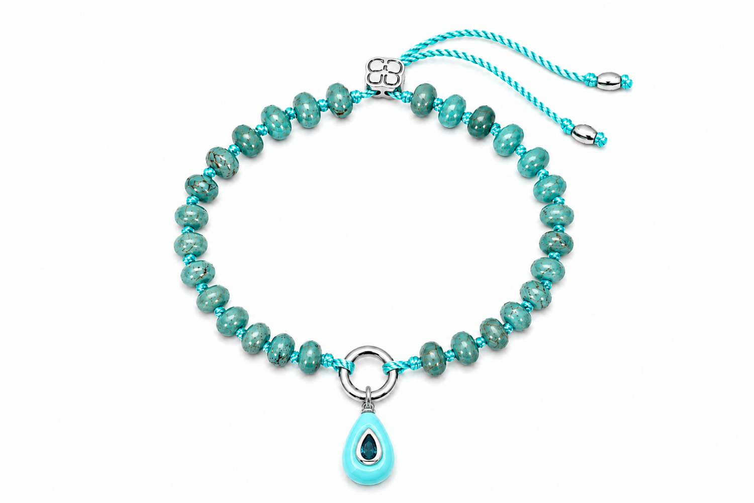Zaha Turquoise Howlite Silver Charm Carrier Bracelet