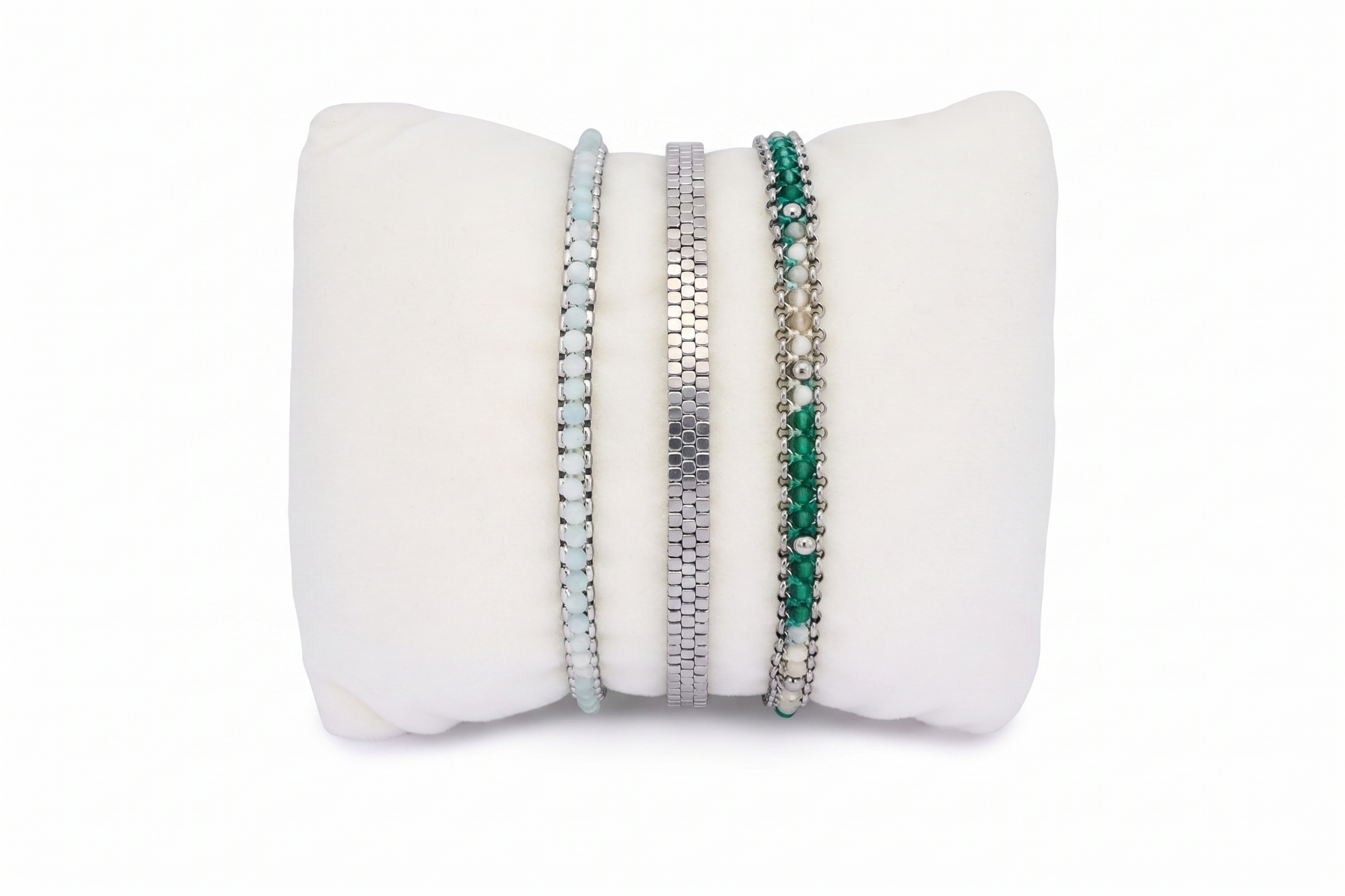 Fiji Silver and Turquoise and Amazonite Gold Stack - Boho Betty