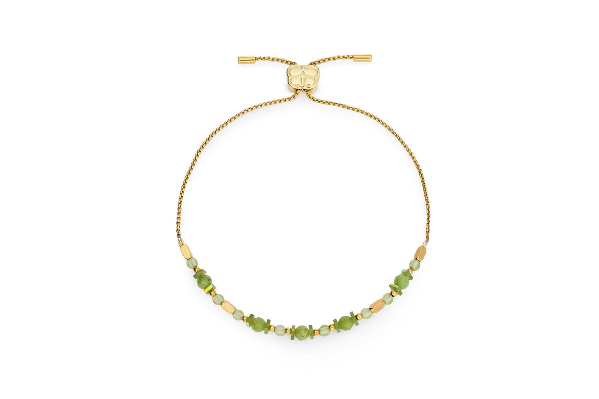 Aya Gold & Green Jade Gemstone Slider Bracelet