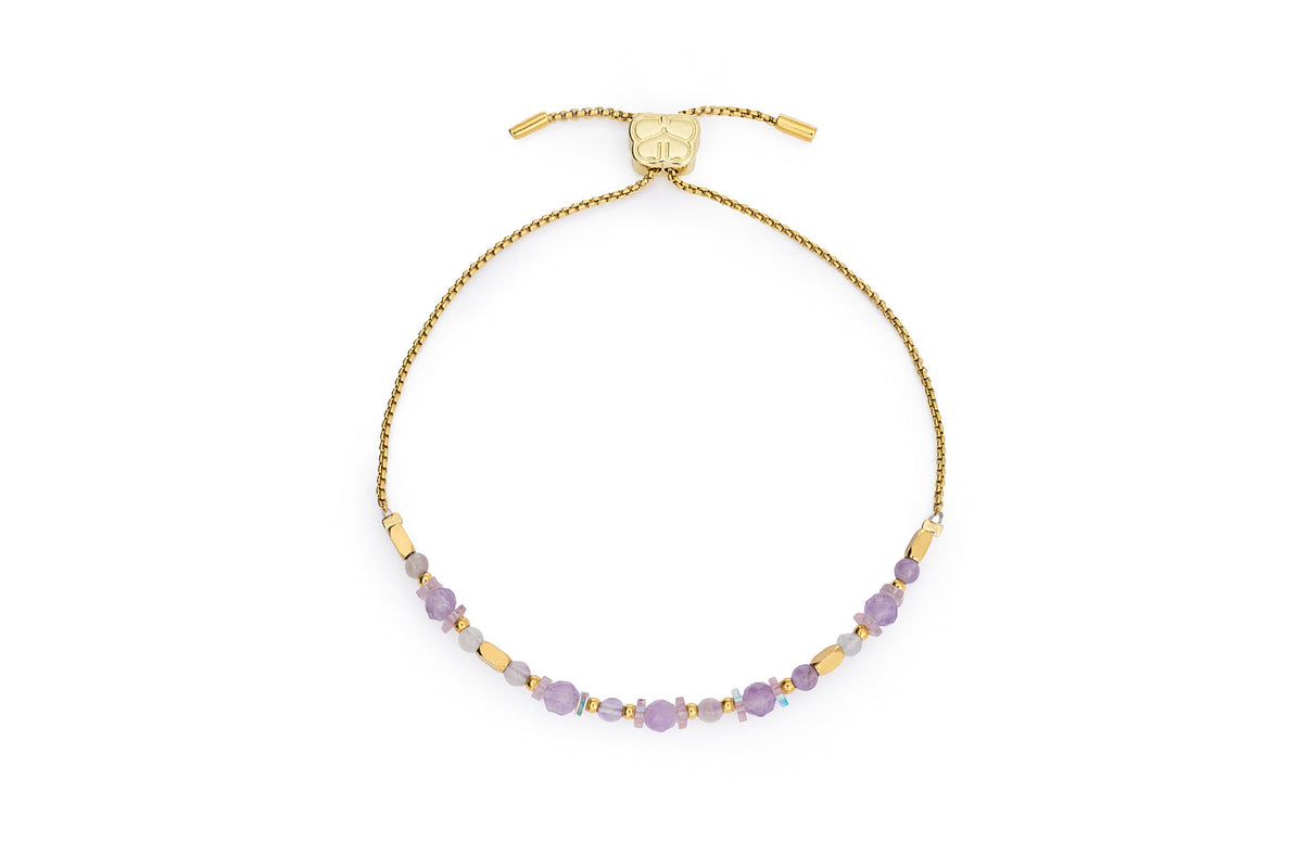 Aya Gold & Purple Jade Gemstone Slider Bracelet