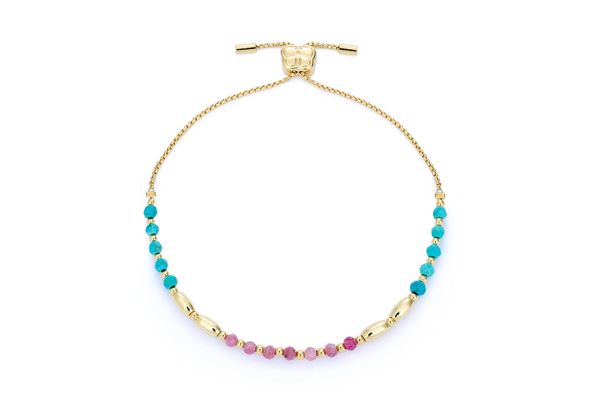 Bisbee Gold, Pink Tourmaline & Turquoise Bracelet