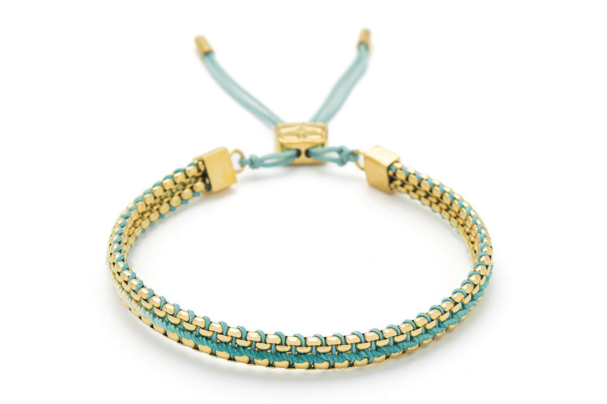 Bloom Gold Turquoise Braided Bracelet Boho Betty