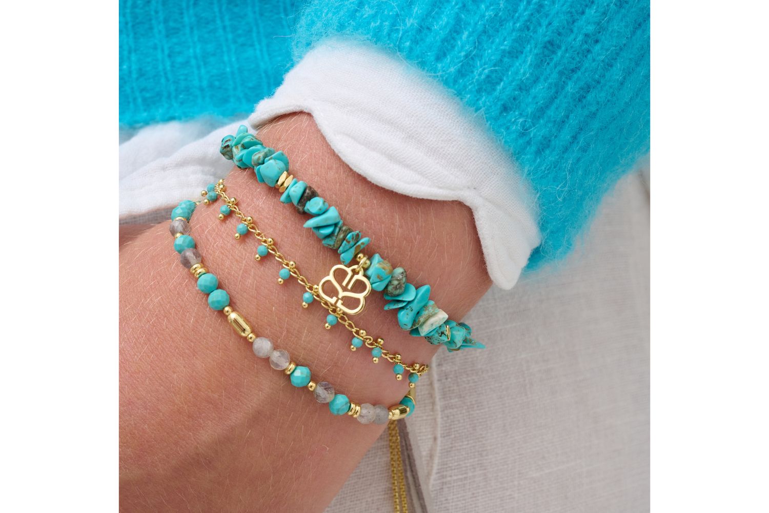 Aloha Turquoise Gold Bracelet - Boho Betty