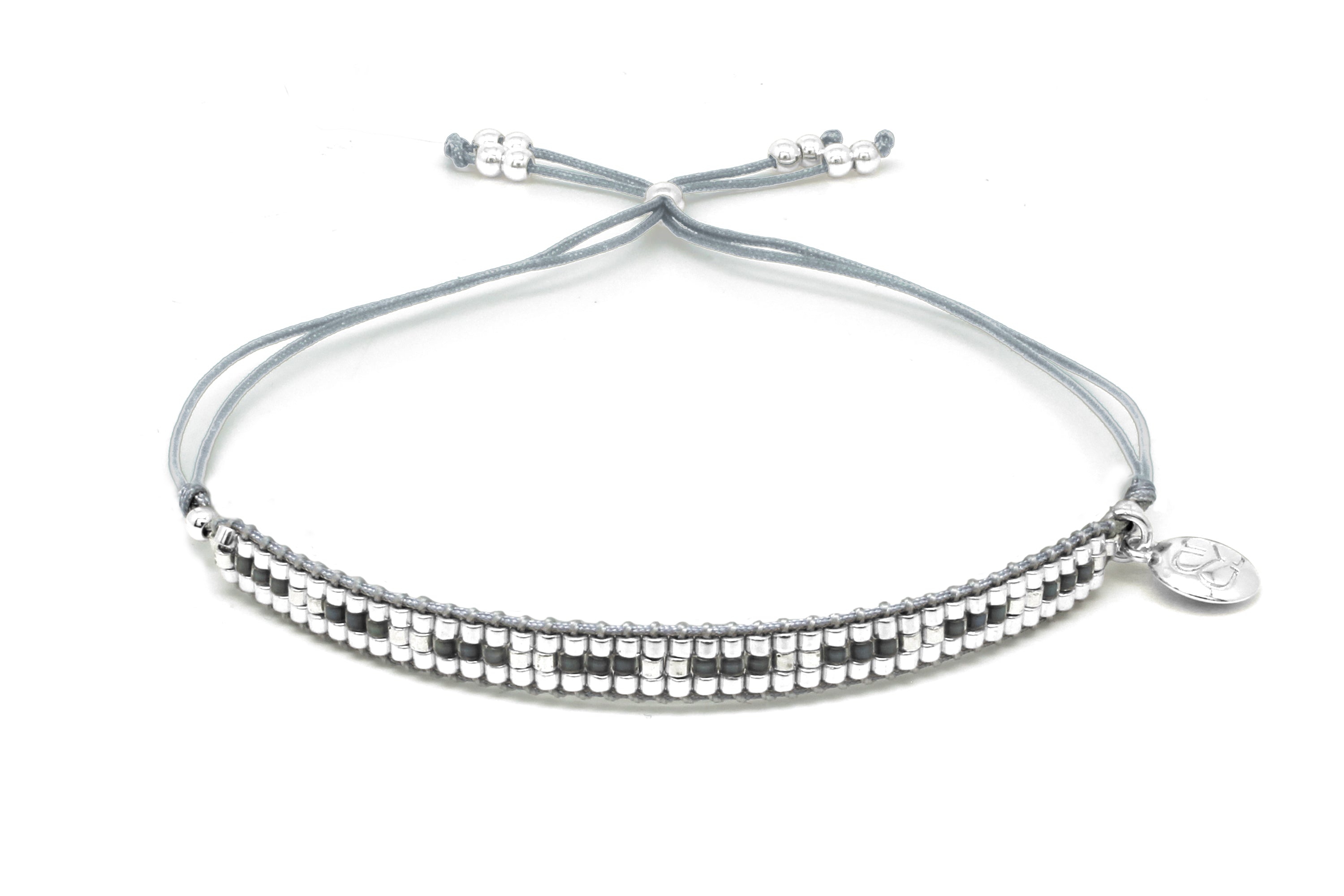 Starshine Denim Silver Beaded Friendship Bracelet - Boho Betty