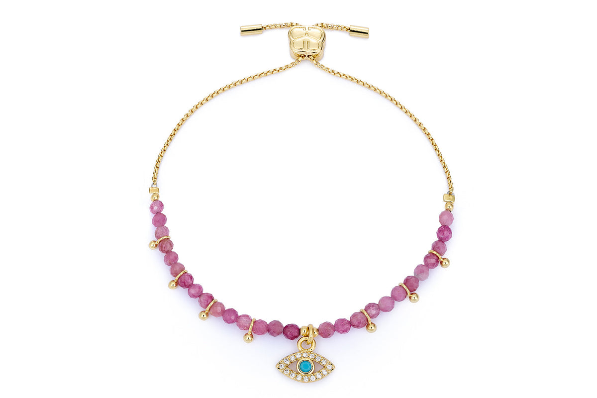 Brela Gold & Pink Tourmaline Charm Bracelet