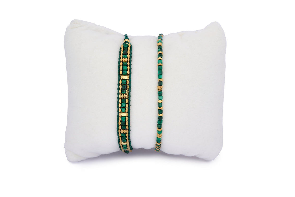Celeste Malachite & Gold Bracelet Stack