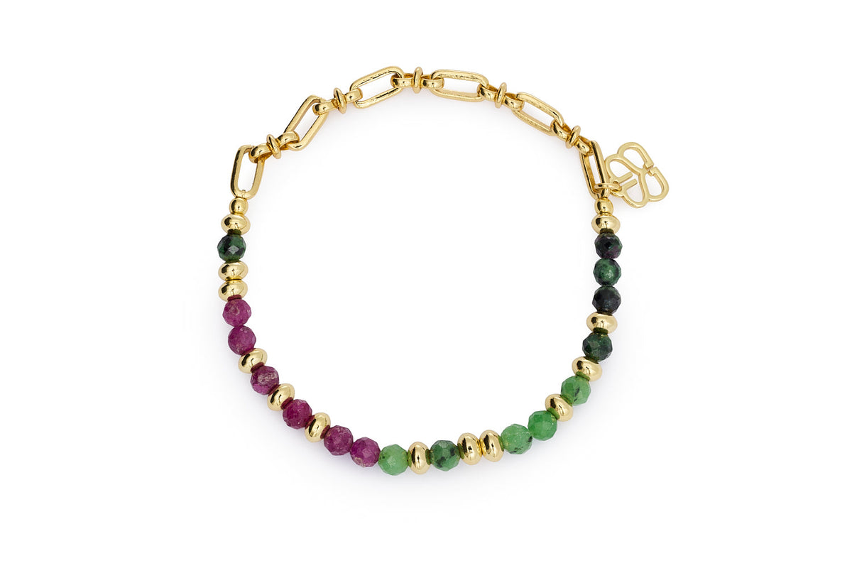 Dahlia Gold & Ruby Zoisite Gemstone Chain Bracelet