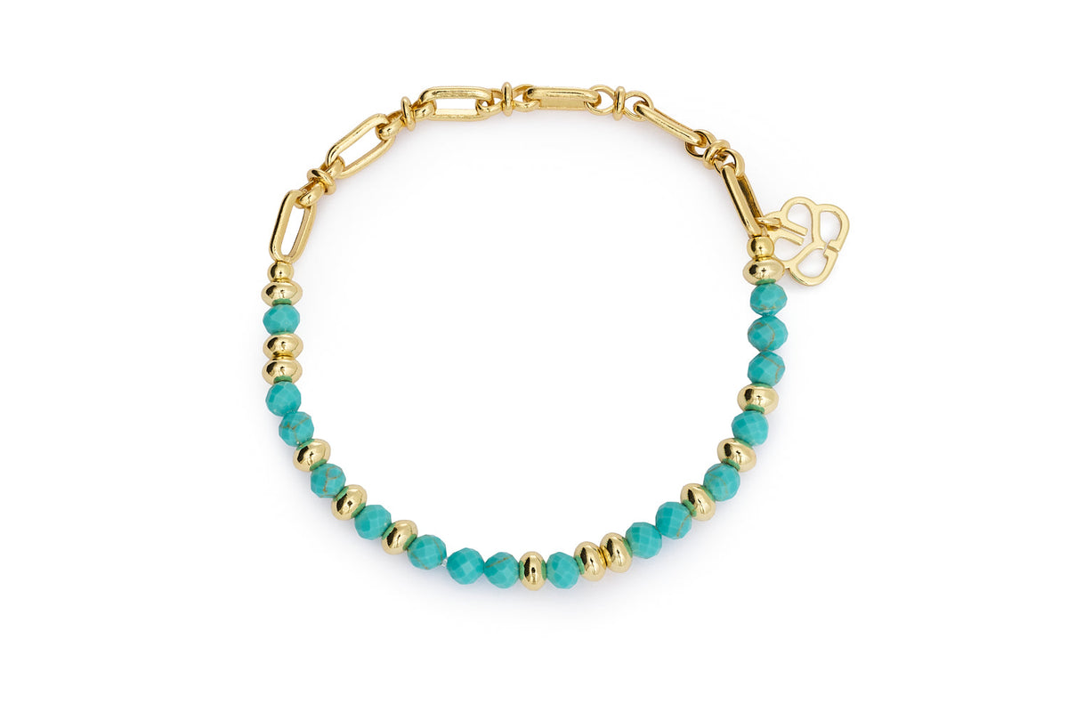 Dahlia Gold & Turquoise Howlite Gemstone Chain Bracelet