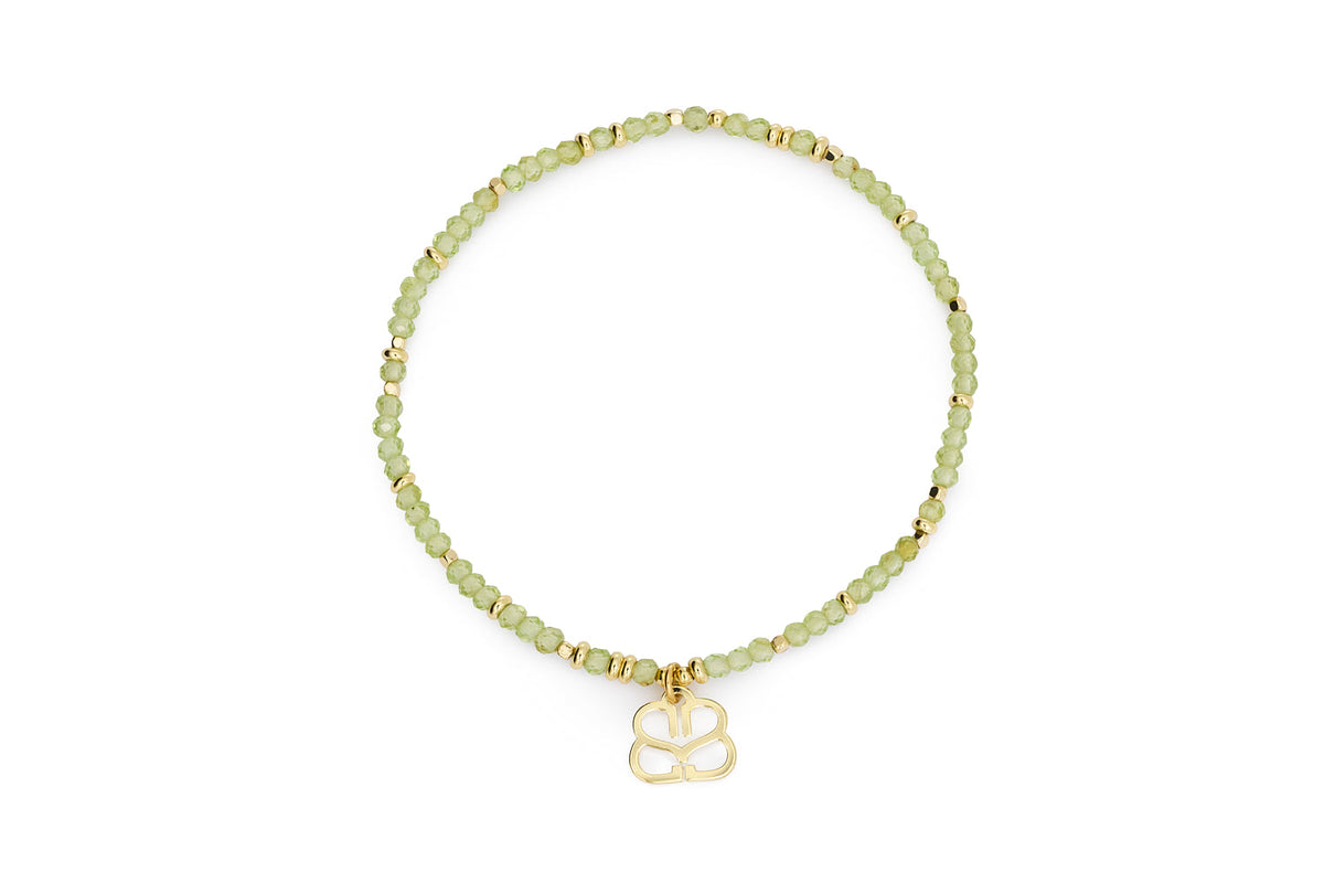 Dash Gold & Peridot Beaded Charm Bracelet