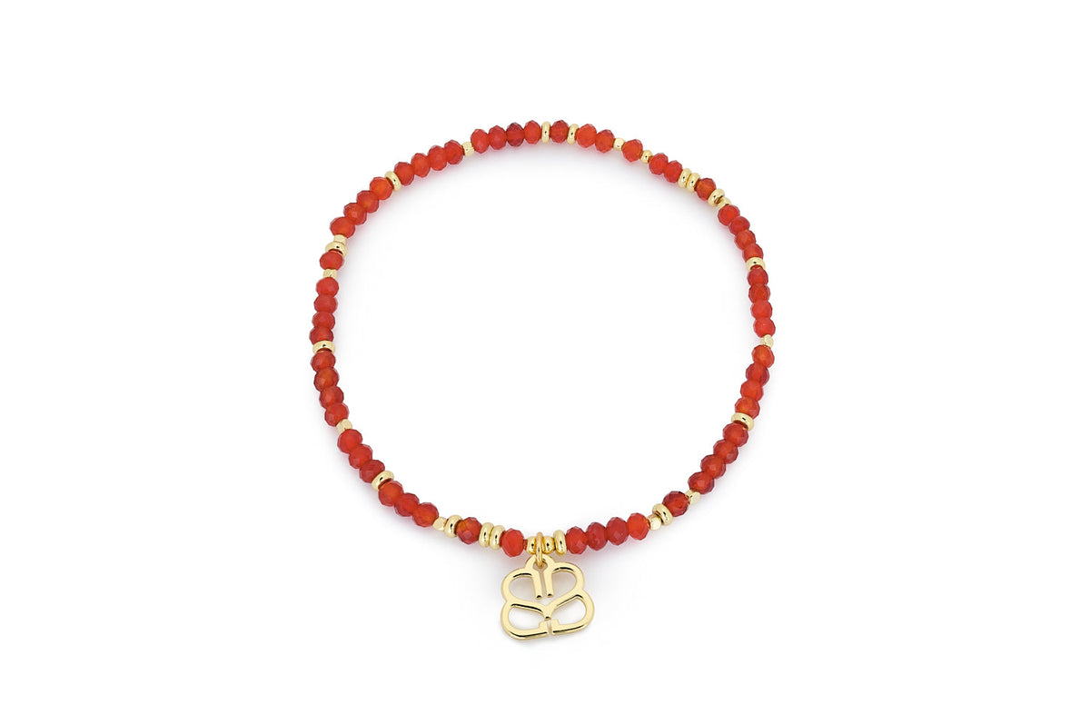 Dash Red Agate Gold Gemstone Bracelet