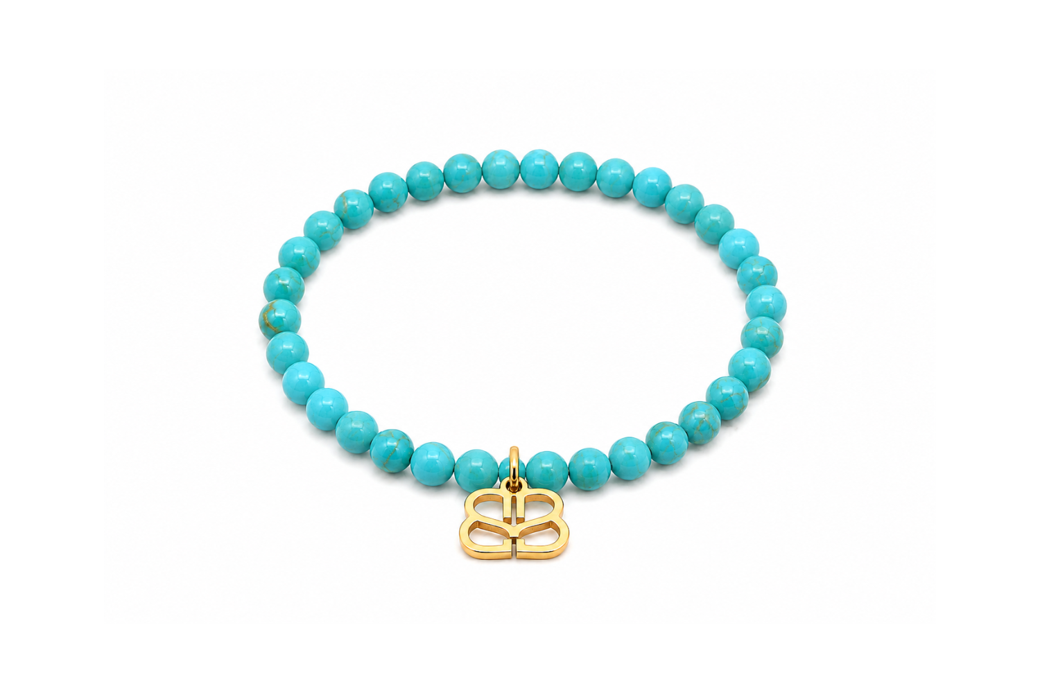 Mani Turquoise Howlite Gold Waterproof Stretch Bead Bracelet