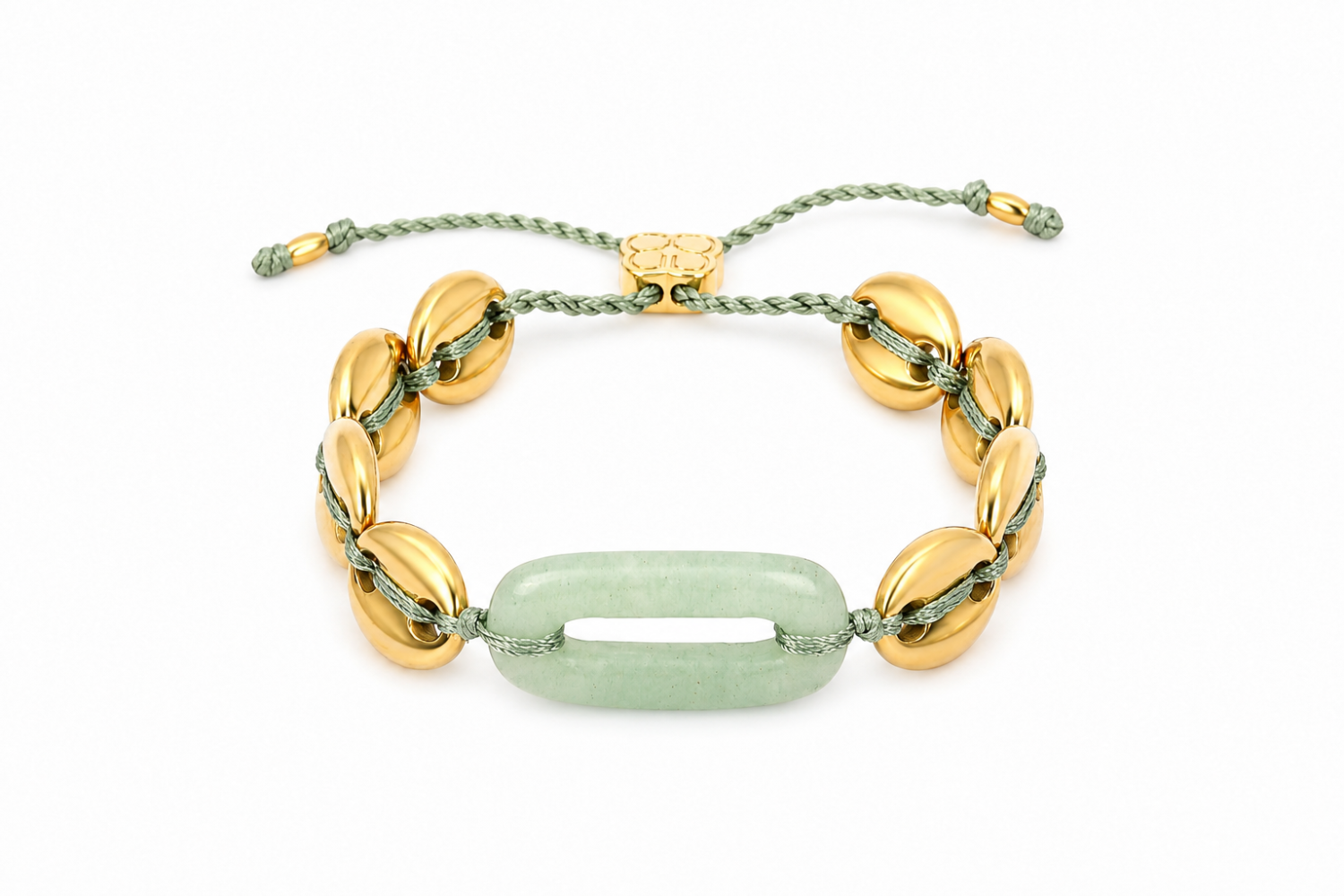 Corozo Green Aventurine Gold Waterproof Slider Bracelet