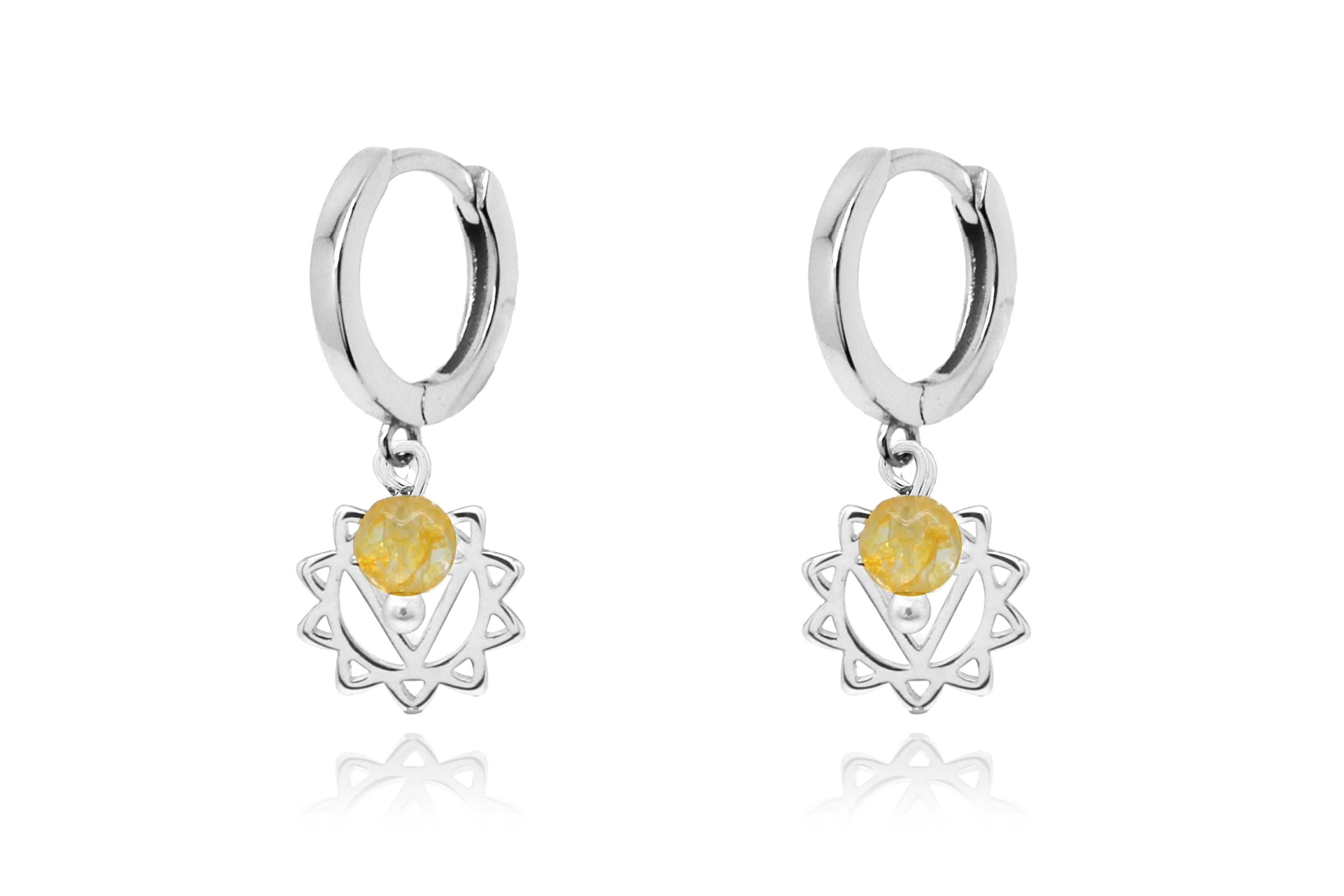 Solar Plexus Chakra Silver Hoop Earring - Boho Betty